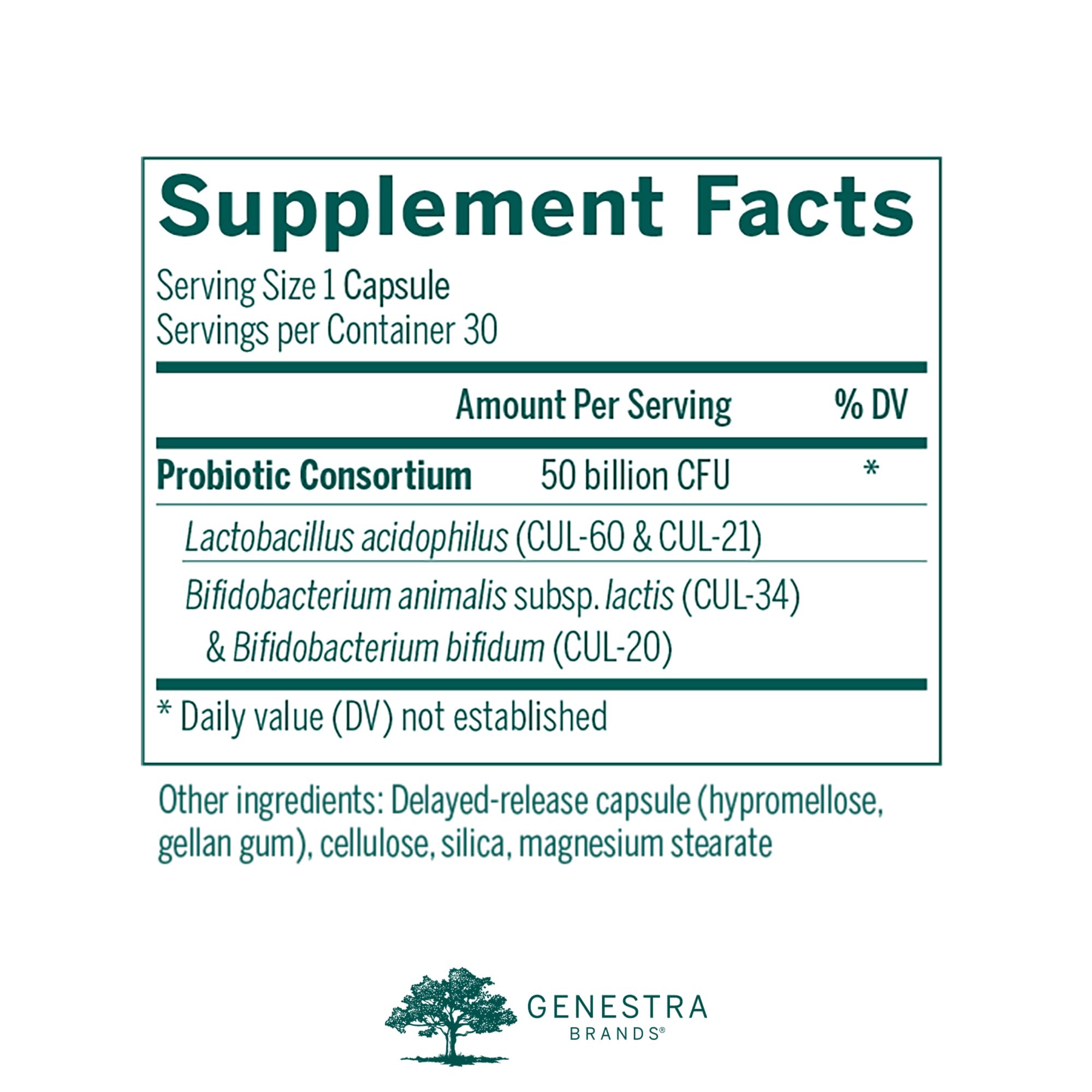 Genestra HMF Intensive 50 Probiotic – GI Health & Immune Support | 30 Vegetarian Capsules