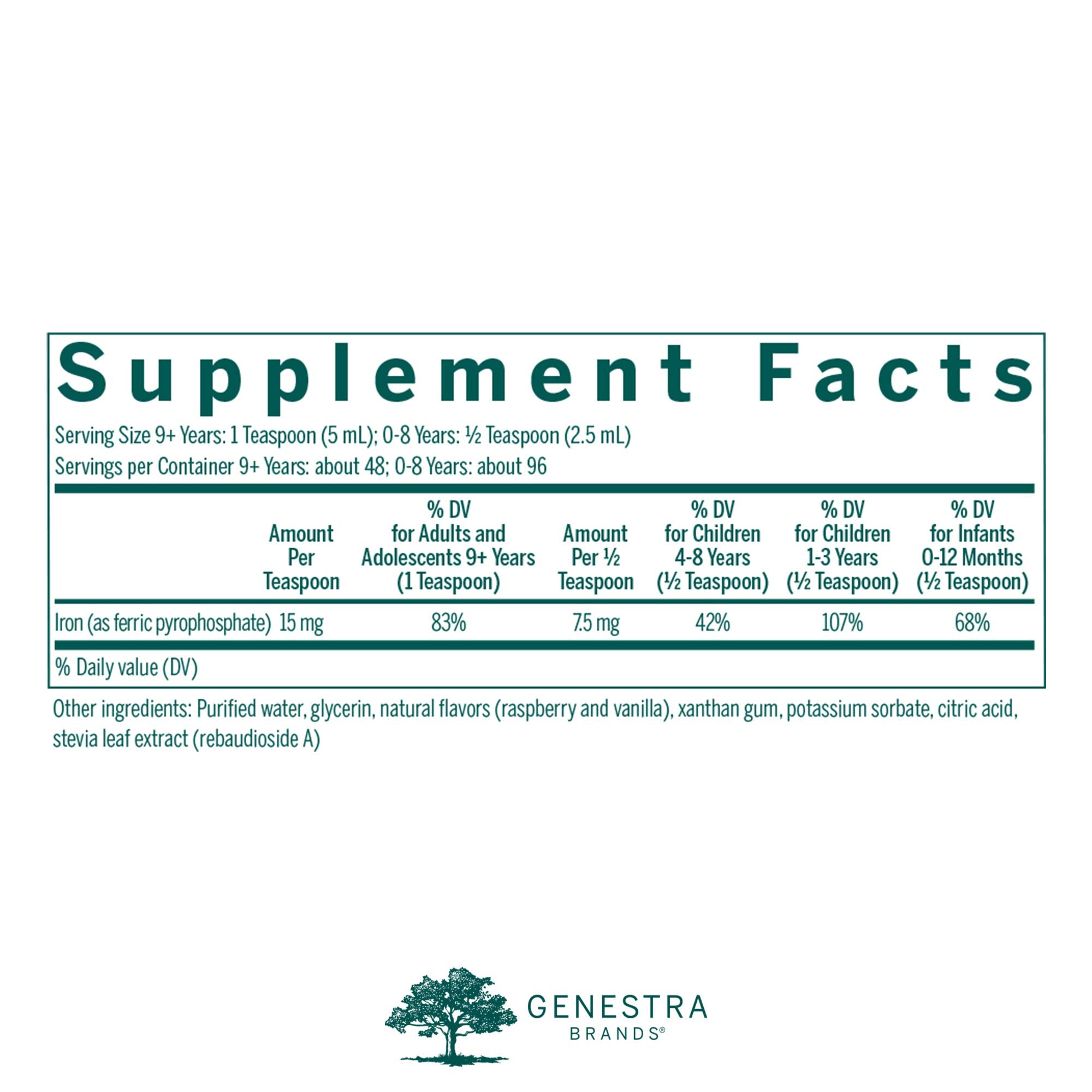 Genestra Brands Liquid Iron – Colloidal Mineral Supplement | Raspberry Flavor | 8.1 fl oz