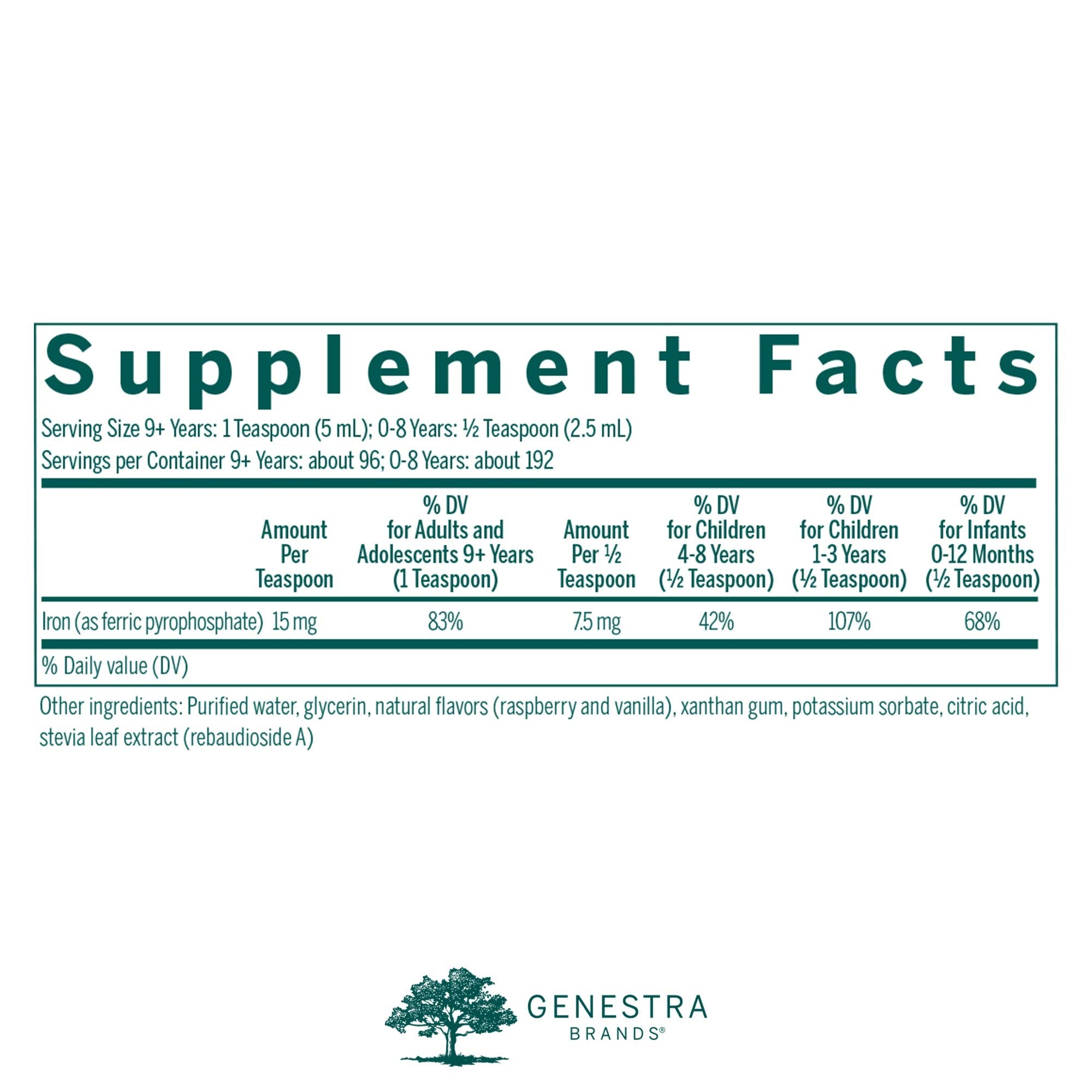 Genestra Brands Liquid Iron – Colloidal Mineral Supplement (Raspberry) 16.2 fl oz