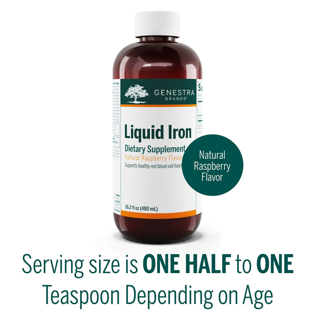 Genestra Brands Liquid Iron – Colloidal Mineral Supplement (Raspberry) 16.2 fl oz