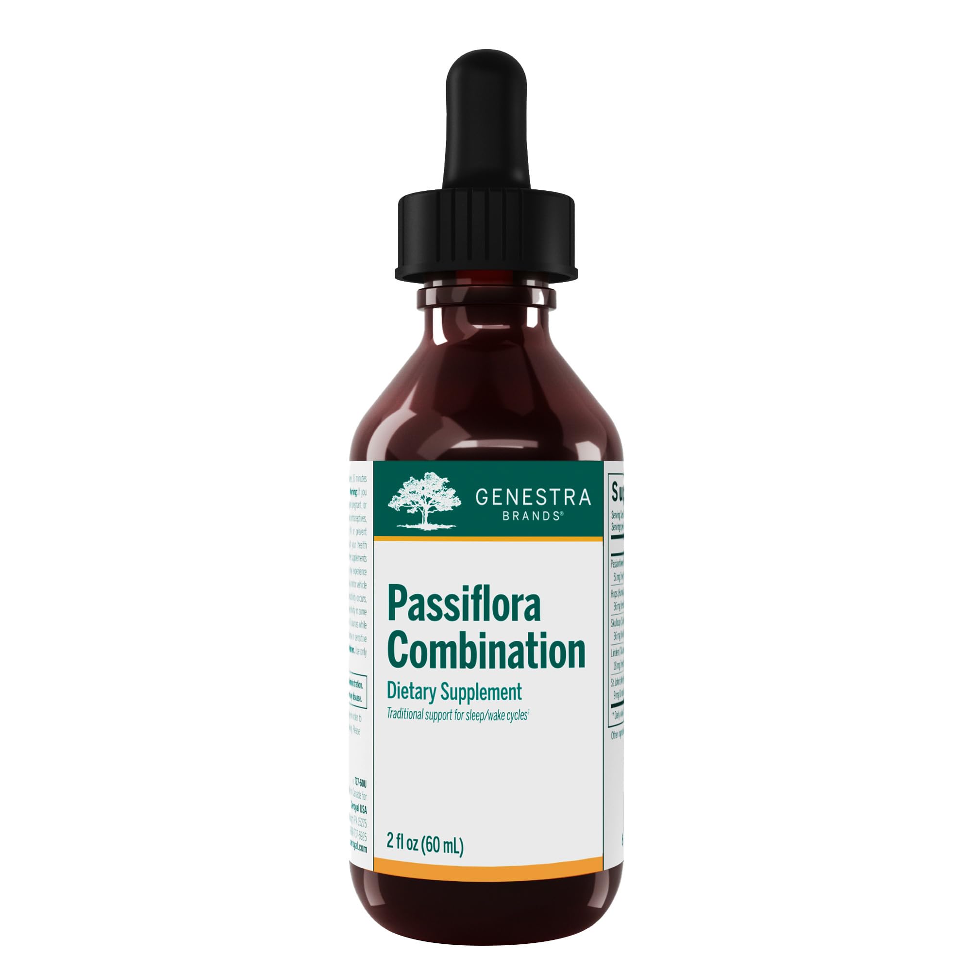 Genestra Brands Passiflora Combination | Passionflower, Hops, Skullcap, American Basswood and St. John's Wort | 2 fl. oz.