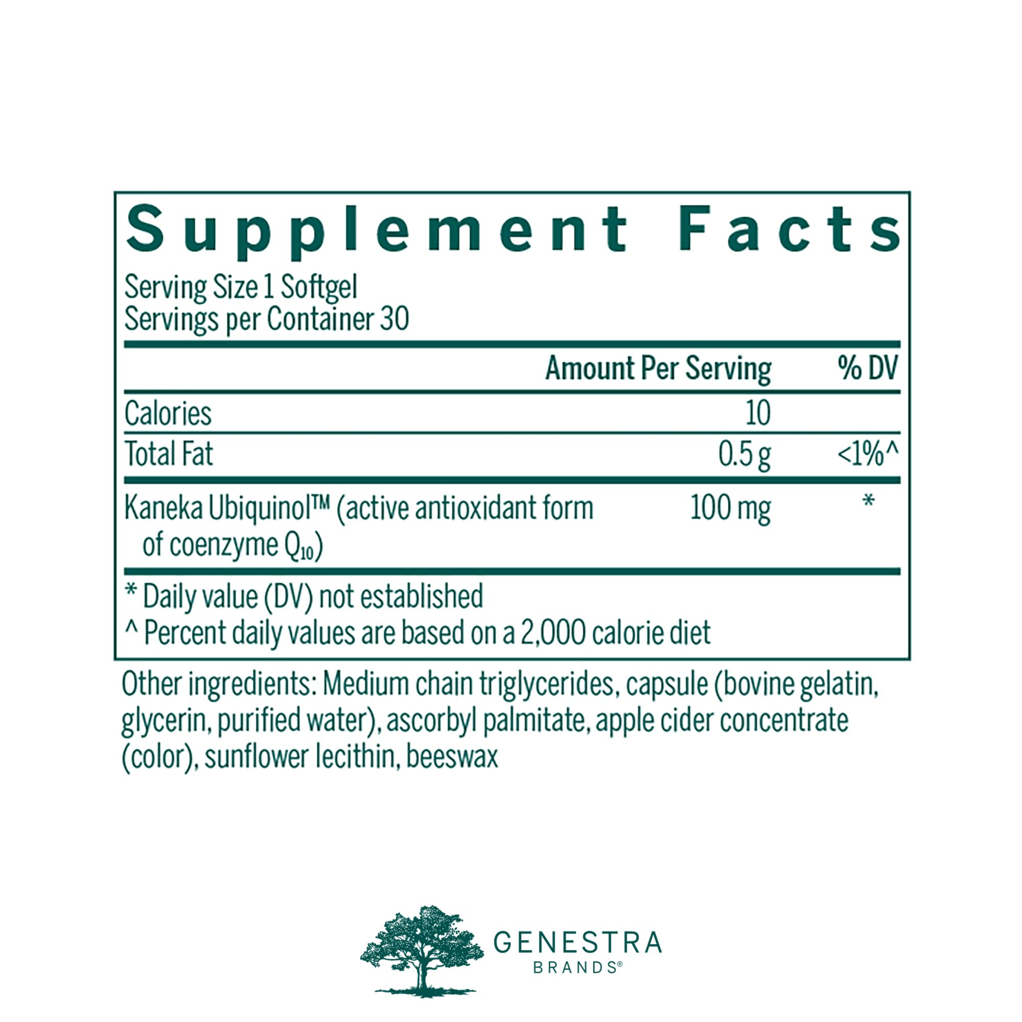 Genestra Brands Ubiquinol 100mg - Antioxidant Support - 30 Capsules