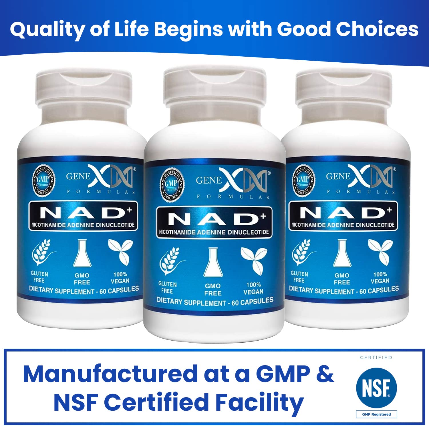 Genex Formulas NAD+ 250mg – 60 Capsules | Actual NAD+ (Not a Precursor) – Vegan, Gluten Free