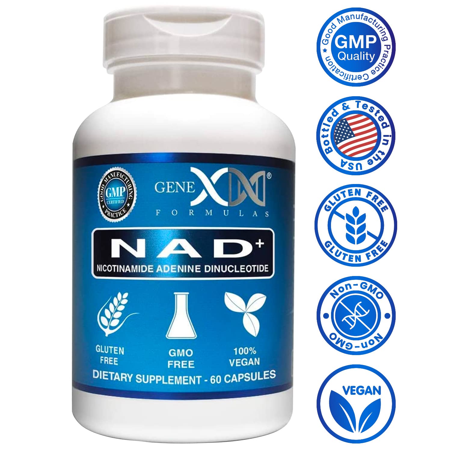 Genex Formulas NAD+ 250mg – 60 Capsules | Actual NAD+ (Not a Precursor) – Vegan, Gluten Free