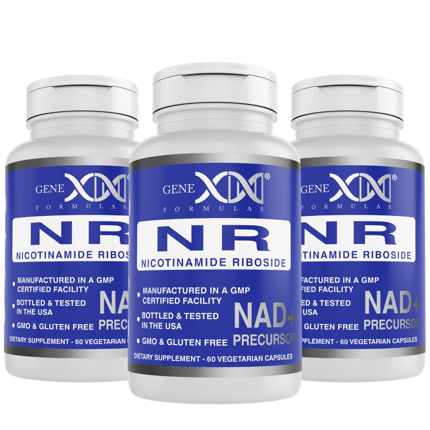 Genex Formulas NR Nicotinamide Riboside 300mg (3 Pack) NAD+ Precursor for Healthy Aging - GMP-Certified, Non-GMO, Gluten-Free, Vegetarian