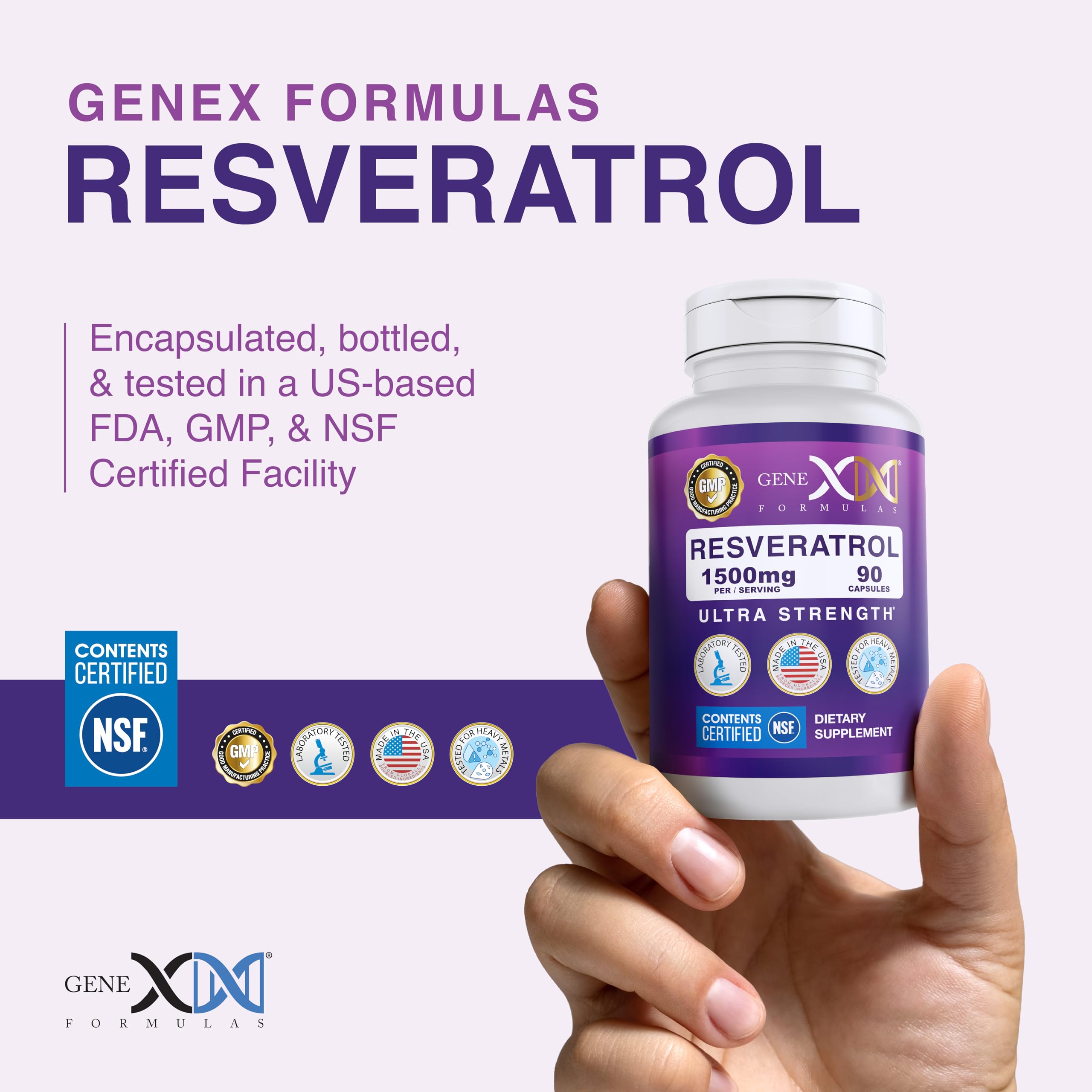 Genex Formulas 1500mg Resveratrol + BioPerine (3 Pack) | Trans-Resveratrol from Japanese Knotweed