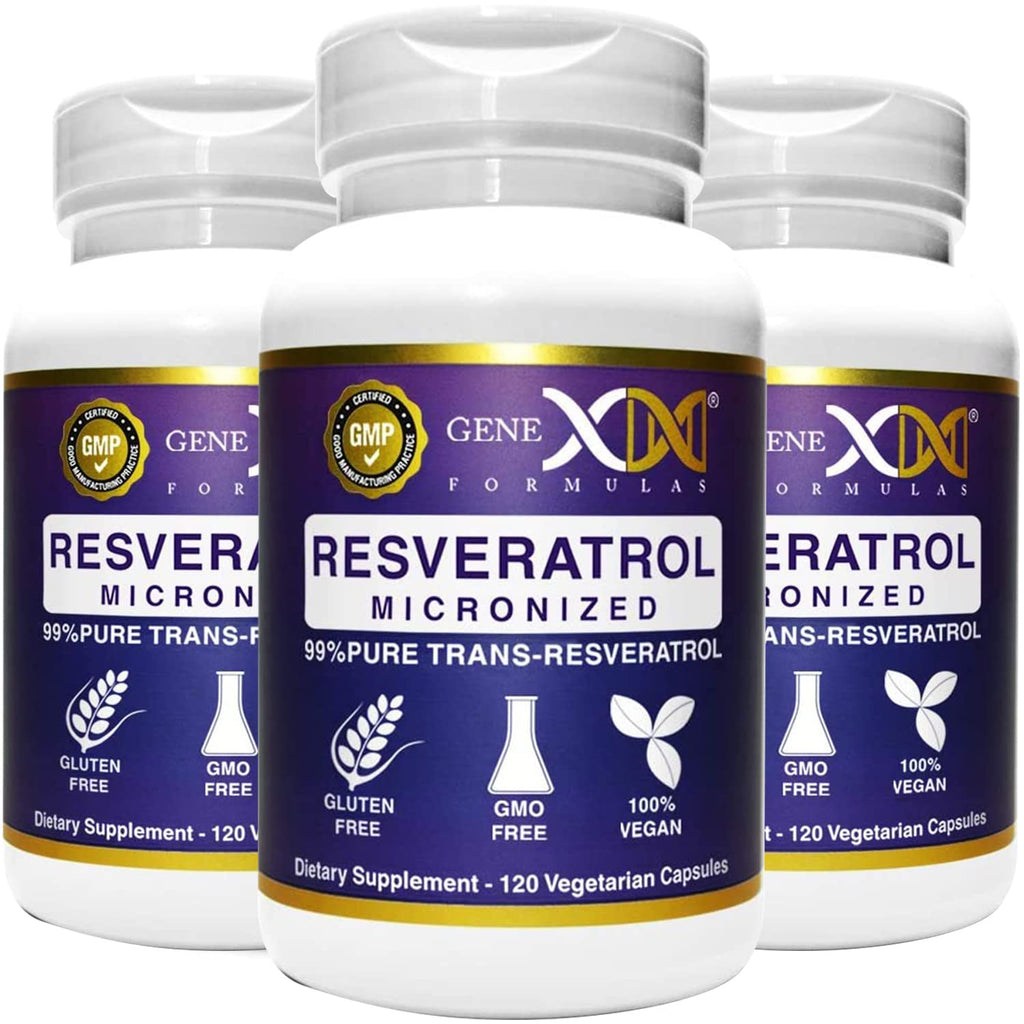 Genex Formulas 99% Micronized Trans-Resveratrol 1000mg + BioPerine, 120 Capsules