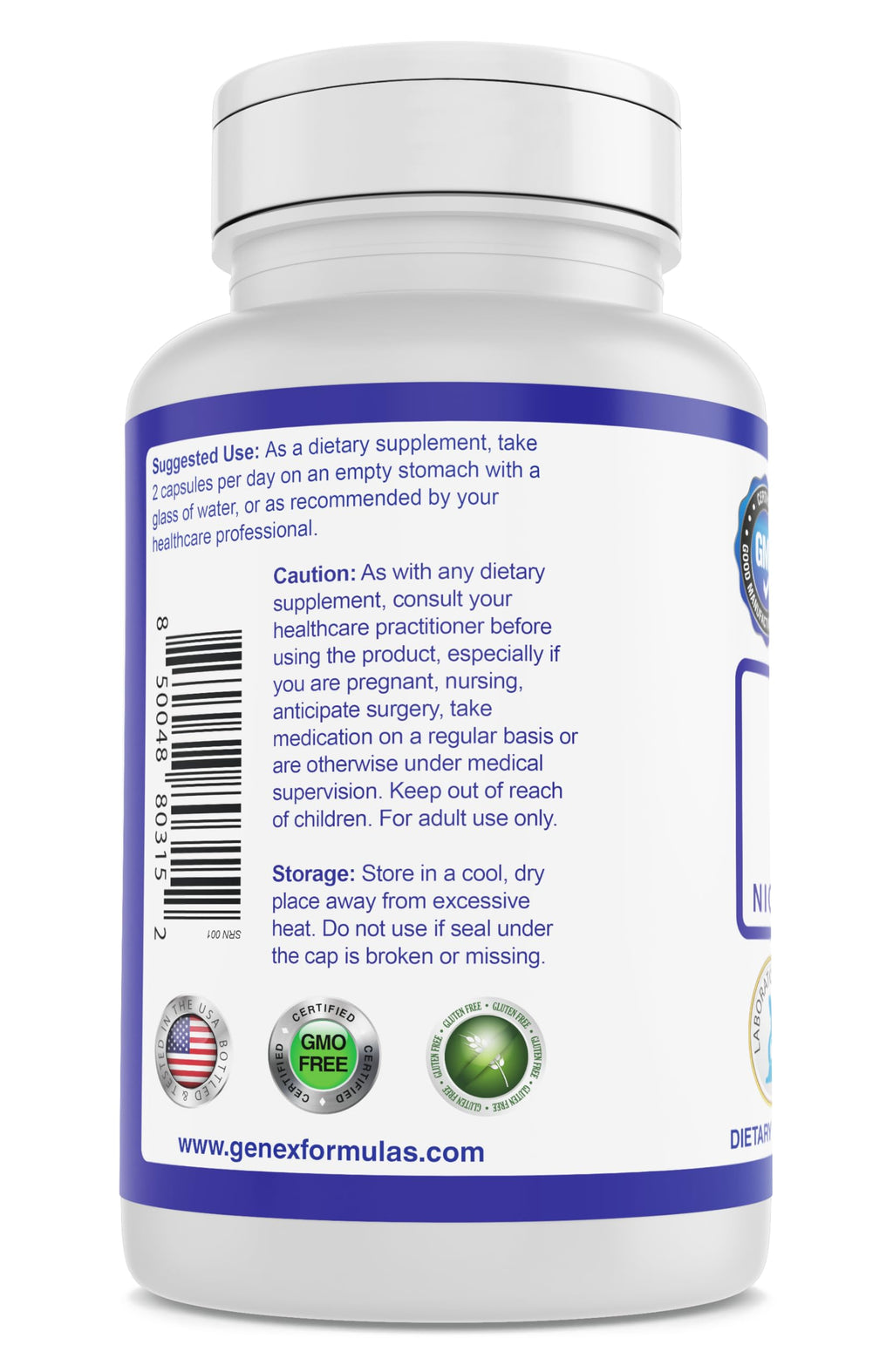 Genex NR Nicotinamide Riboside 500mg – NAD+ Precursor, 120 Caps, GMP-Certified