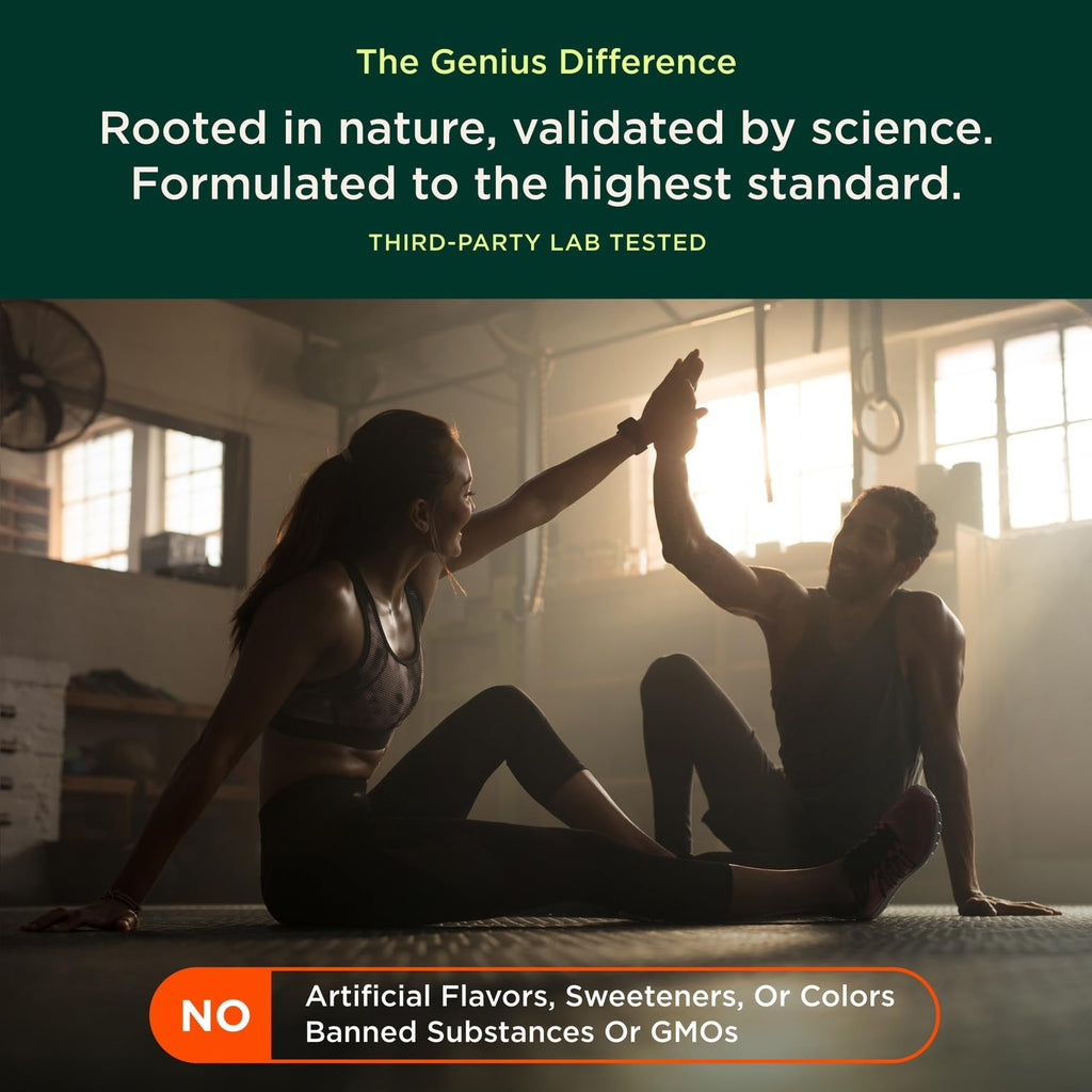 Genius BCAA Powder - 5g Vegan BCAAs + L-Glutamine, Cognizin & Rhodiola (Orange)