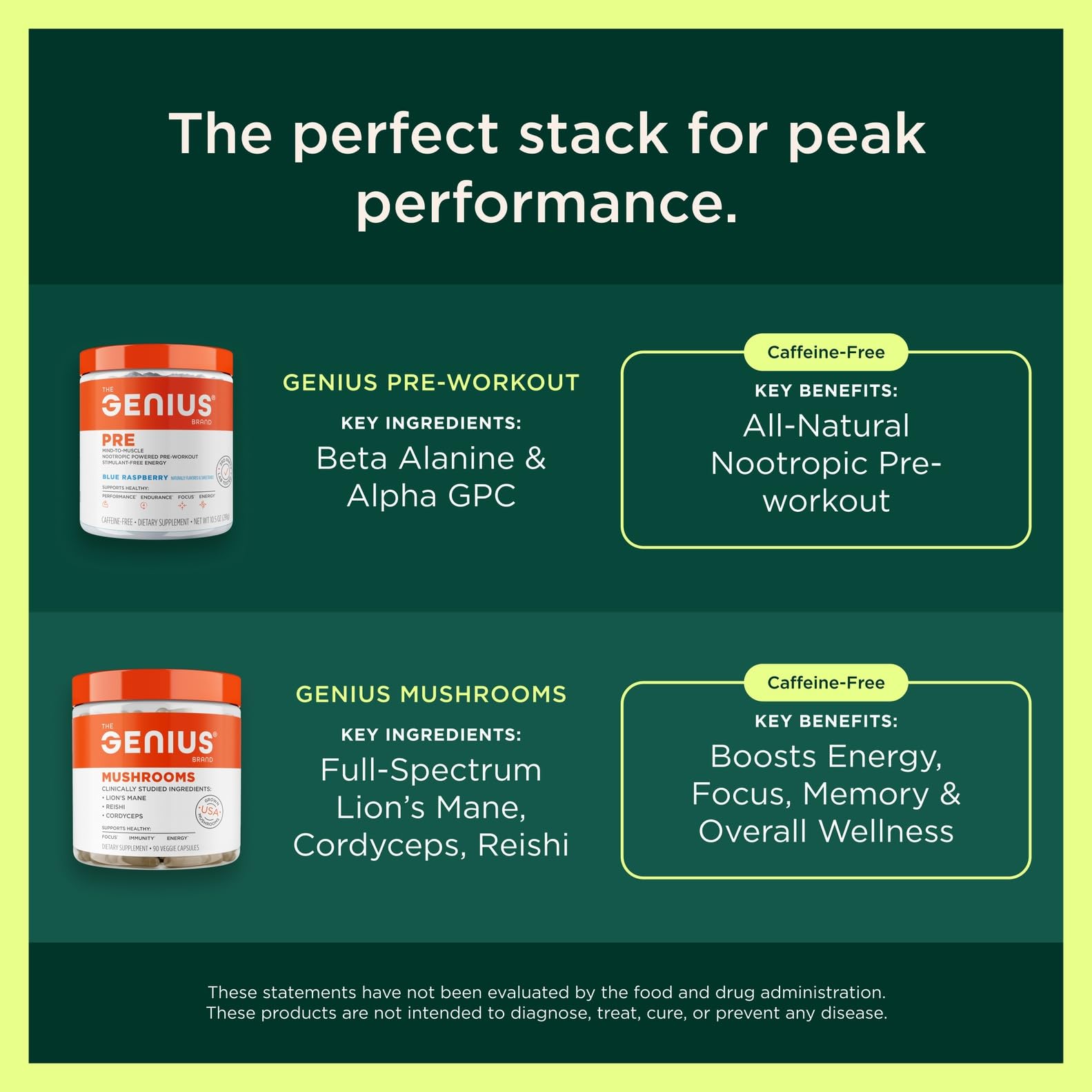 Genius BCAA Powder - 5g Vegan BCAAs + L-Glutamine, Cognizin & Rhodiola (Orange)