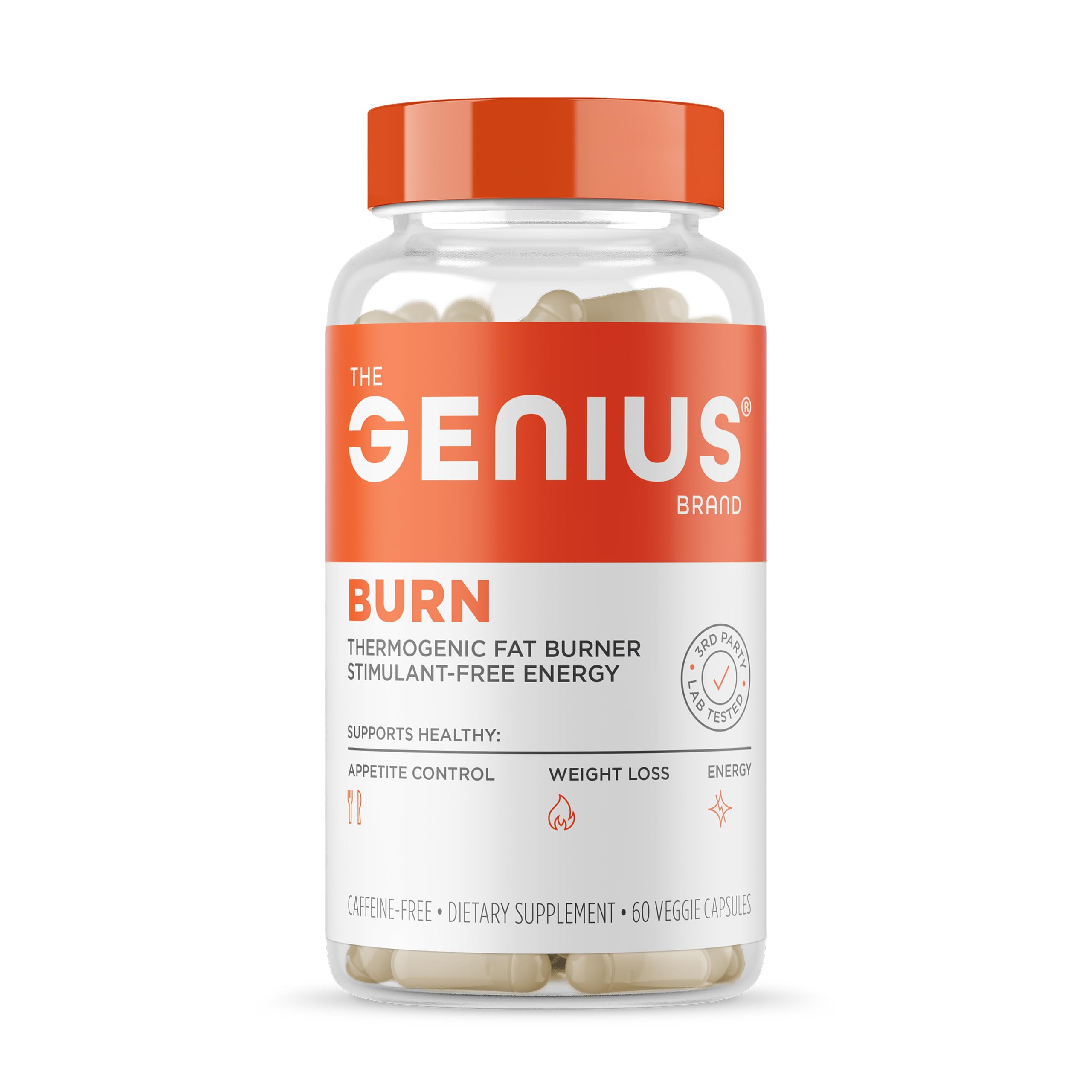 Genius Burn Thermogenic Fat Burner - 60 Diet Veggie Pills for Metabolism, Focus & Appetite Control