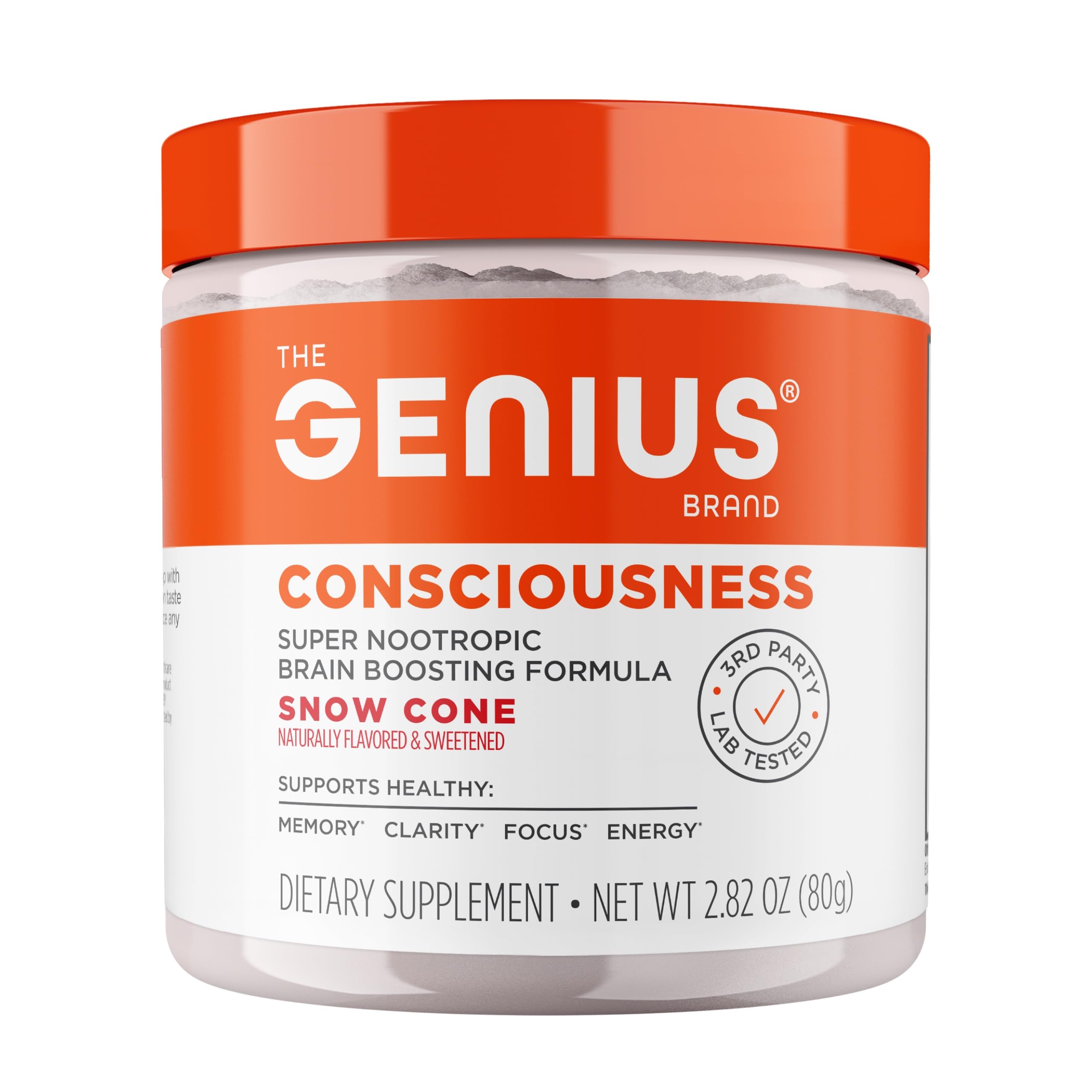 The Genius Brand Genius Consciousness – All-in-One Brain Health Supplement for Clarity, Focus & Creativity | Snow Cone | 15 Servings