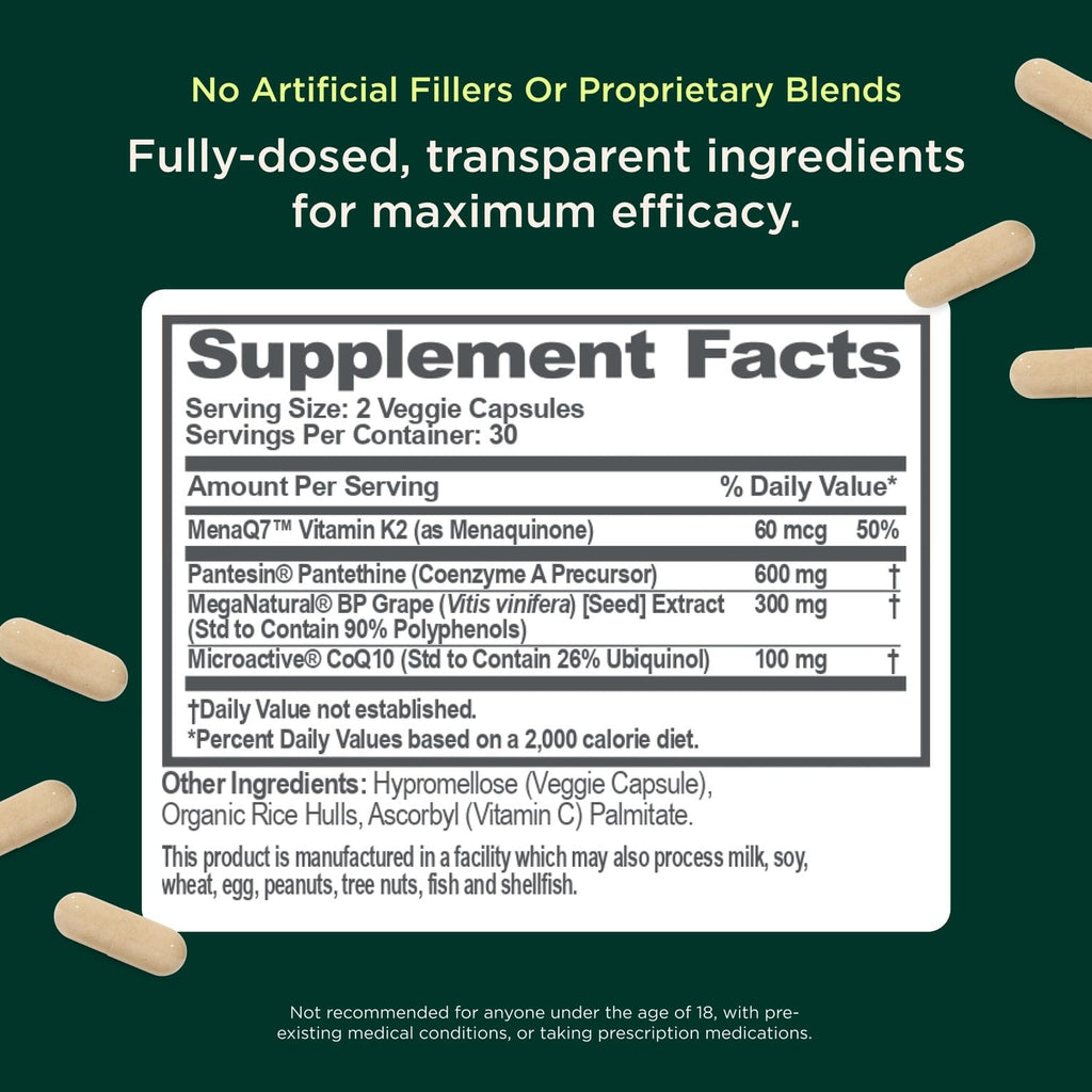 Genius Heart - Daily Heart Support Supplement | Vegan, Non-GMO, Gluten-Free | 60 Veggie Pills
