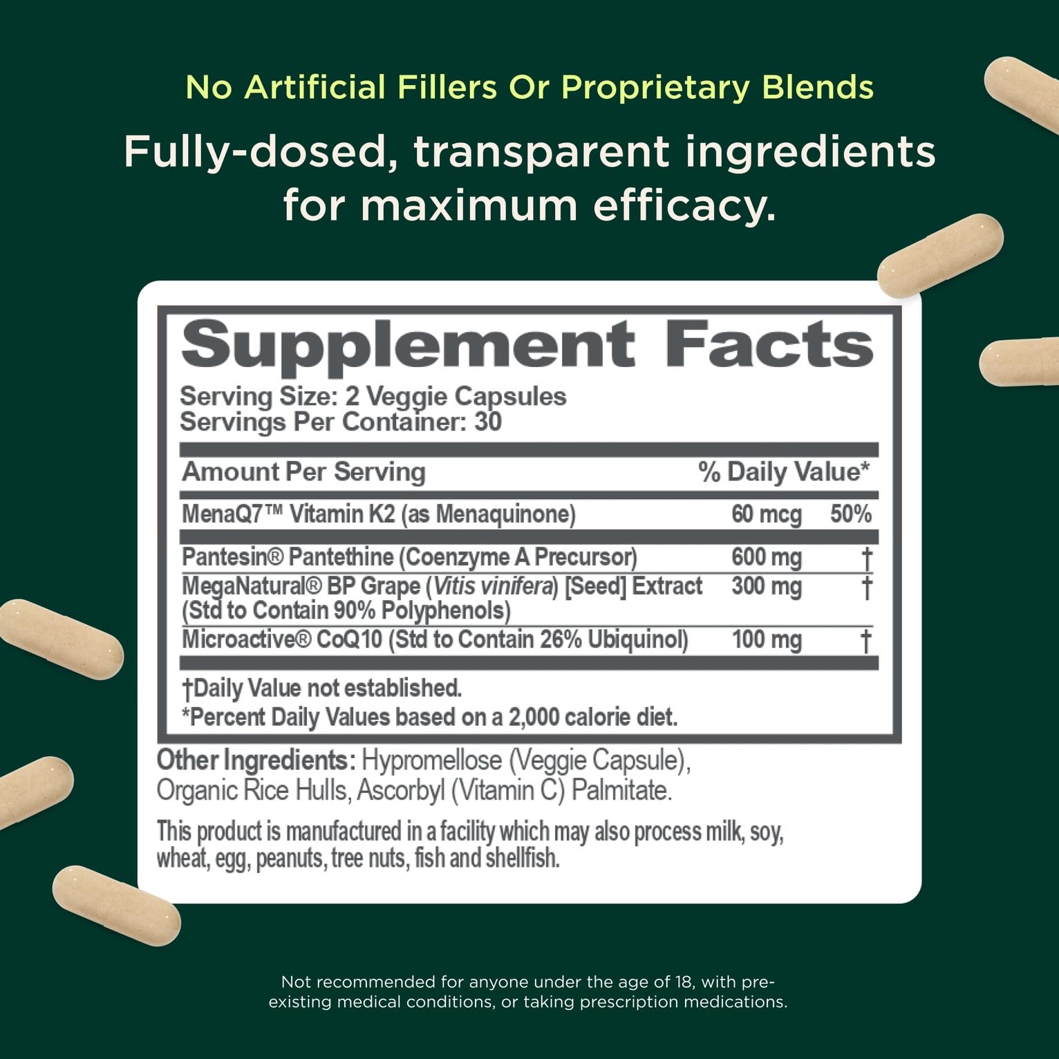 Genius Heart - Daily Heart Support Supplement | Vegan, Non-GMO, Gluten-Free | 60 Veggie Pills