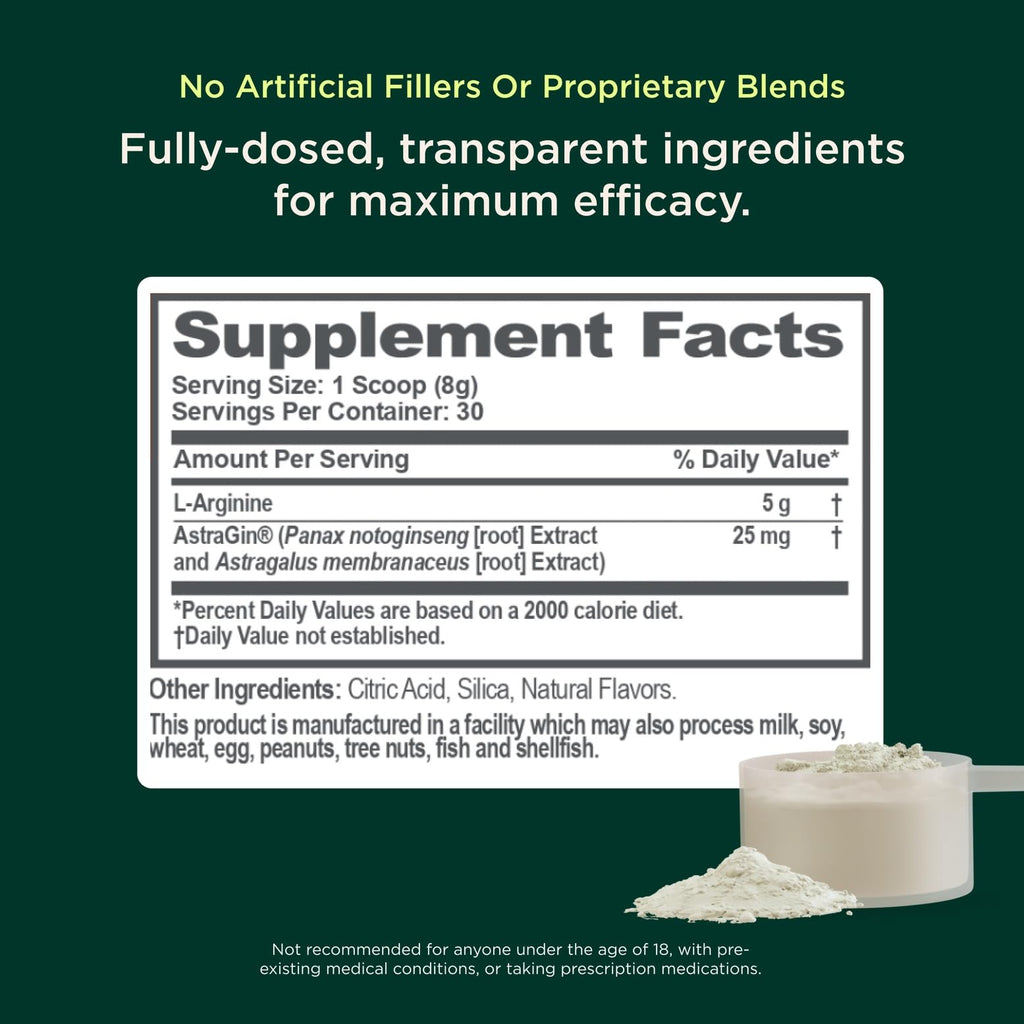 Genius L-Arginine Nitric Oxide Powder – Fermented L-Arginine, Lemon | 30 Servings