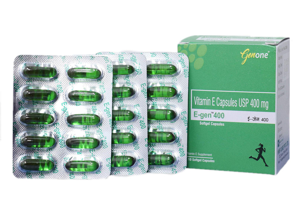 Genone E-Gen 400 Vitamin E Capsules – Glowing Skin & Hair Nutrition (30 Capsules)
