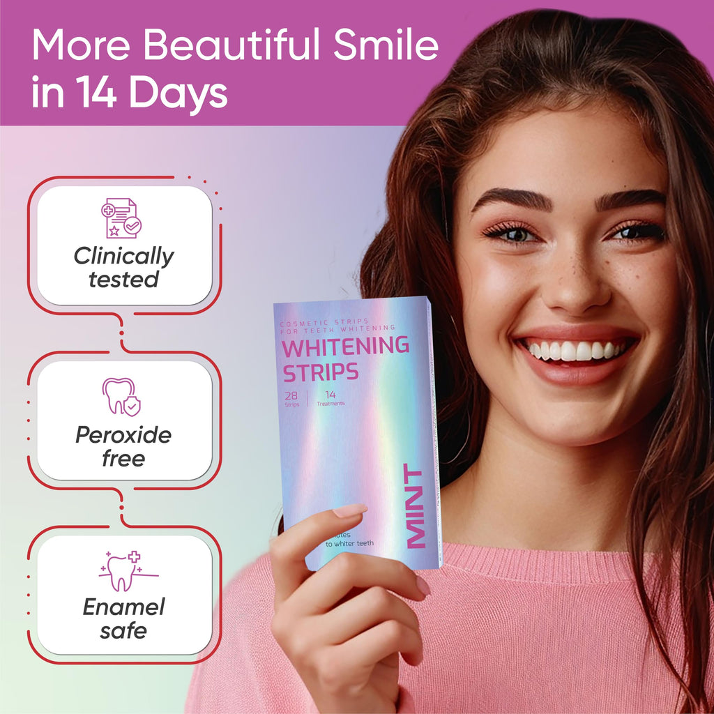 Gentle Teeth Whitening Strips - 28 Stripes | Peroxide-Free Whitening