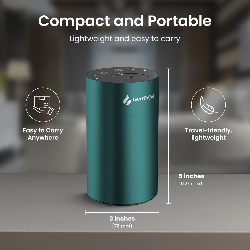 GentleJet LiteMist Waterless Essential Oil Diffuser – Aluminum, USB-C Rechargeable, 0.7oz Bottle