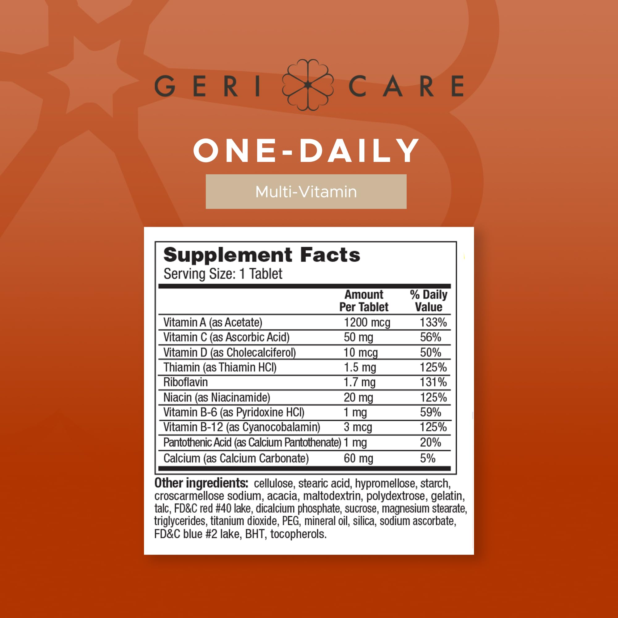 GeriCare One-Daily Multi-Vitamin Tablets Dietary Supplement, 1000 Count (Pack of 1)
