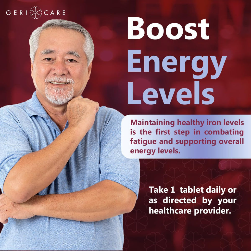 Gericare Iron 27mg Ferrous Gluconate 240mg – Iron & Energy Supplement (Pack of 2, 100 Count)