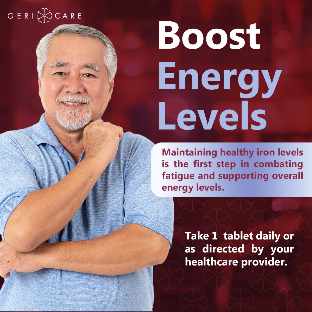 Gericare Iron 27mg Ferrous Gluconate 240mg – Iron & Energy Supplement (Pack of 2, 100 Count)