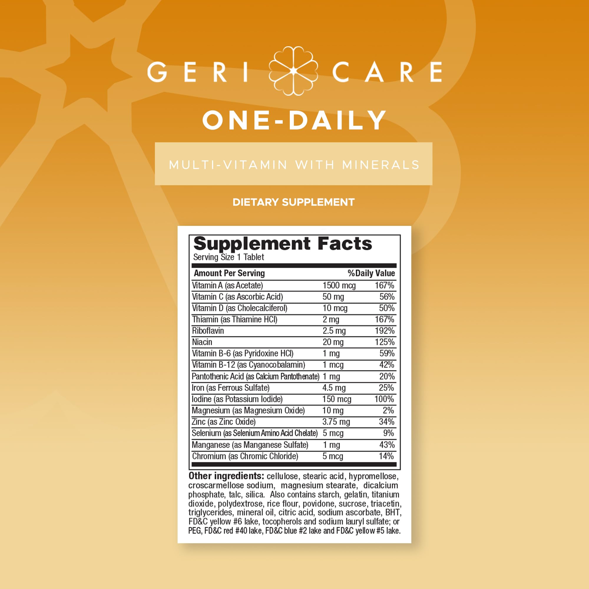 GeriCare One-Daily Multivitamins 1000 Tablets – High-Potency Vitamin & Mineral Supplement