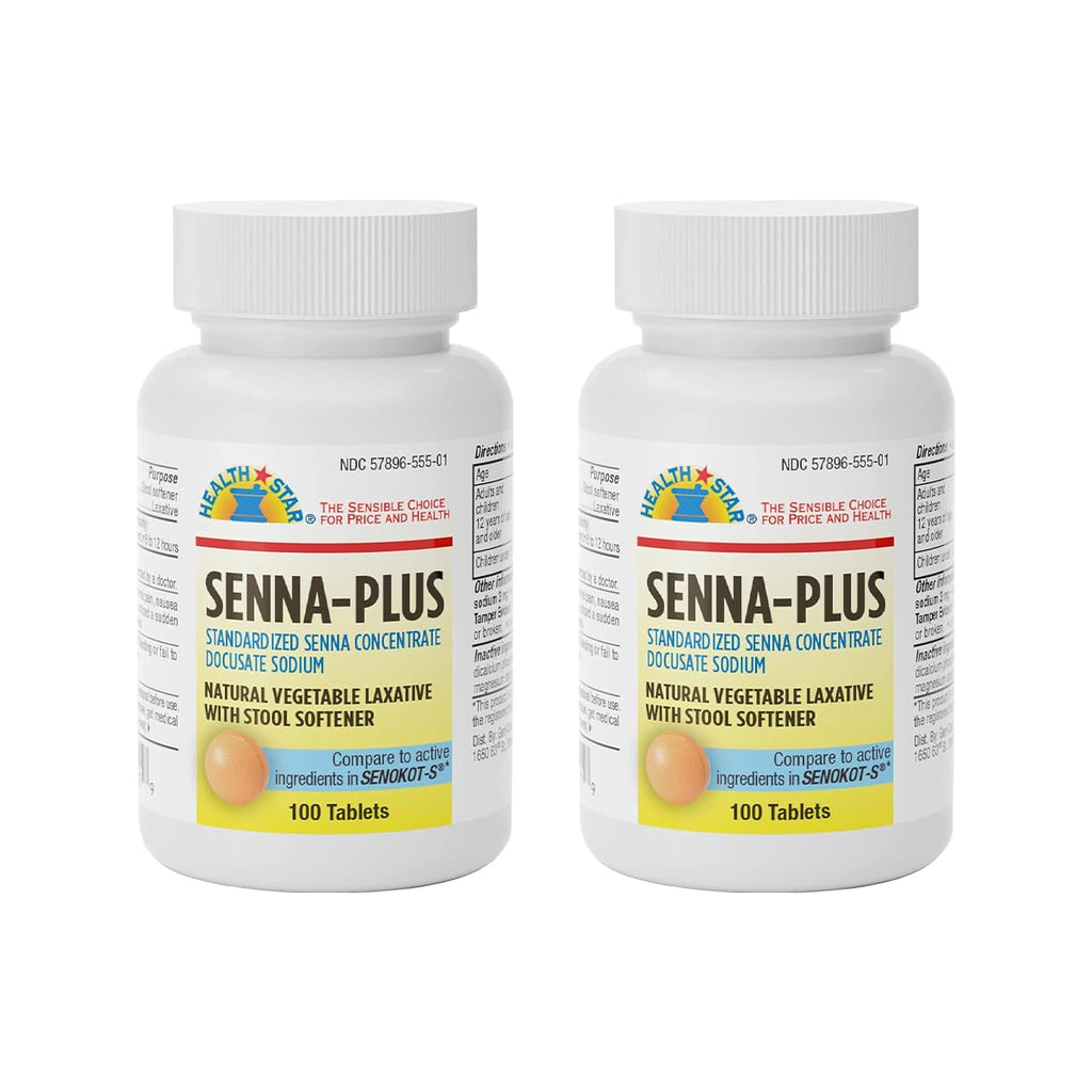 GeriCare Senna Plus Natural Laxative with Stool Softener – 200 Tablets (Pack of 2)