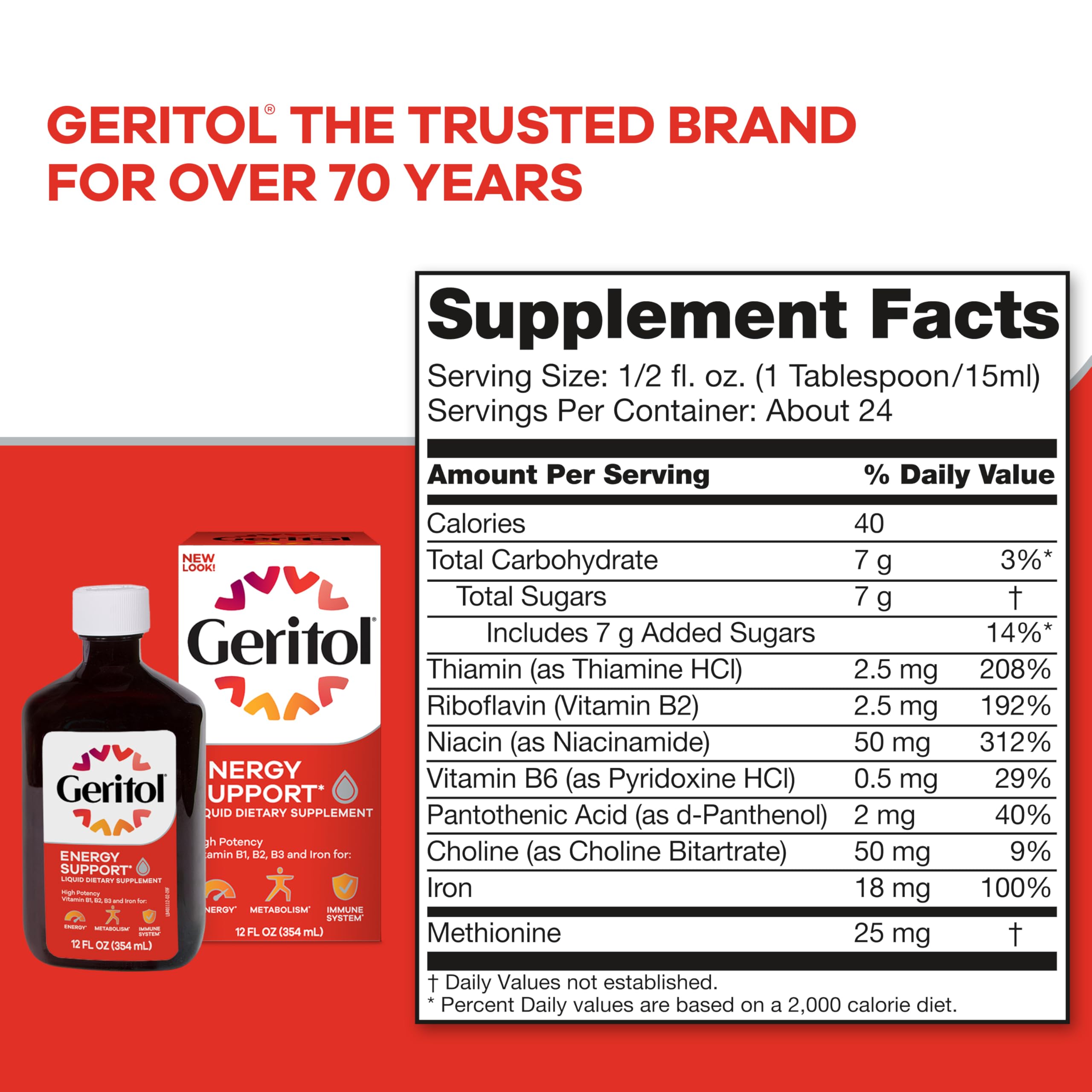 Geritol Liquid Vitamin & Iron – Energy Support (12 oz, 3-Pack)