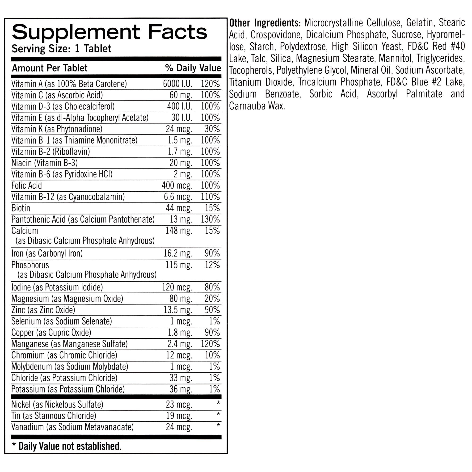 Geritol Multivitamin with 26 Essential Vitamins & Minerals – 100-Count Bottles (Pack of 2)