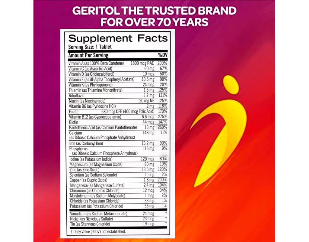 Geritol Complete Tablets 100 Count – Multivitamin with 26 Vitamins & Minerals