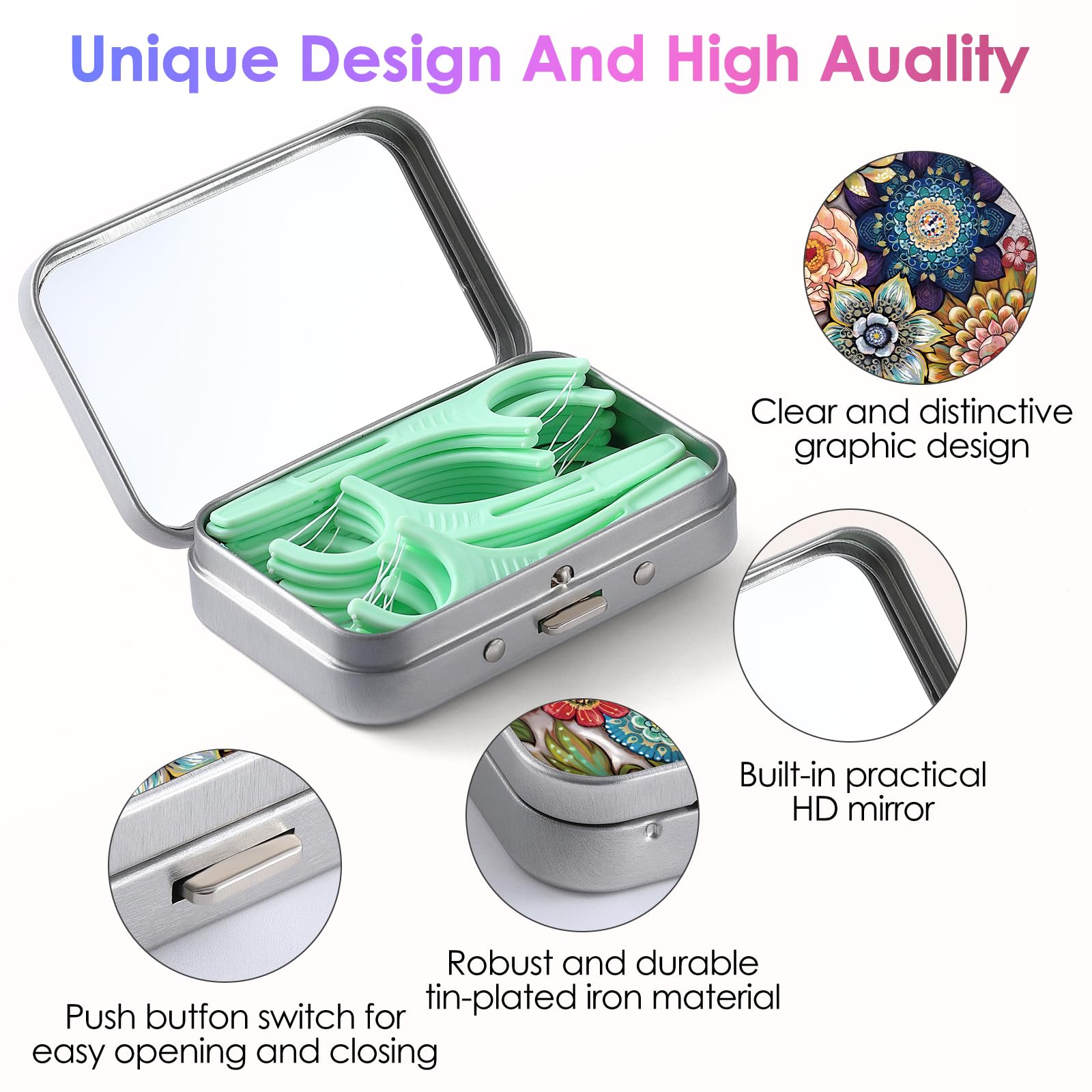 Gerkia Dental Floss Portable Case – Compact Multi-Size Floss Picks Dispenser for Travel, Hotels, Dinners & Appointments