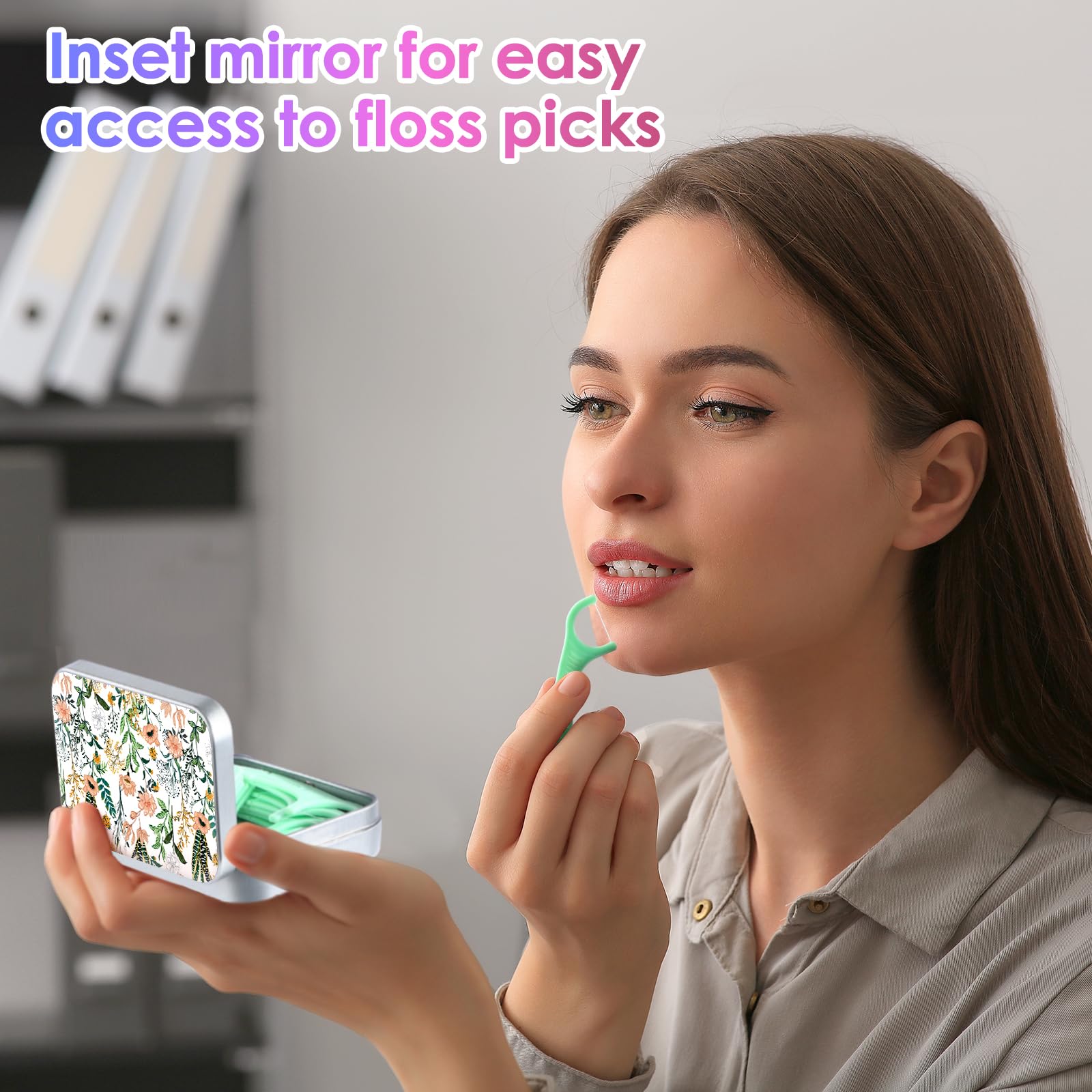 Gerkia Dental Floss Portable Case – Floral 3-Piece Travel Dispenser