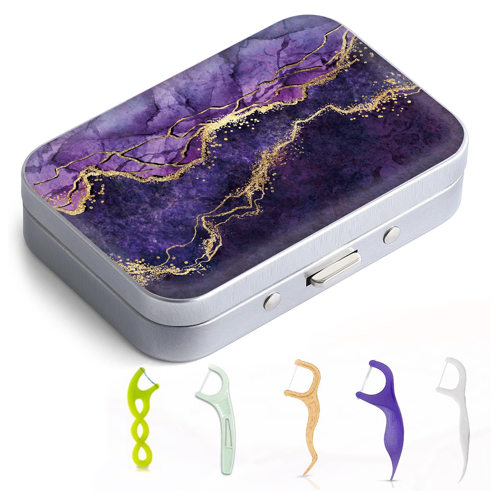Gerkia Dental Floss Portable Case – Travel-ready Floss Dispenser (Purple Marble)