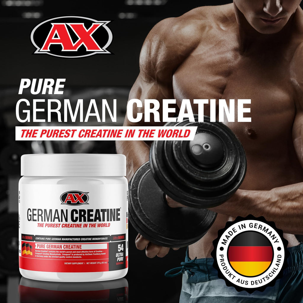 German Creatine Micronized Monohydrate Powder | 99.99% Creapure, Unflavored, 270g (54 Servings) – 3rd-Party Tested