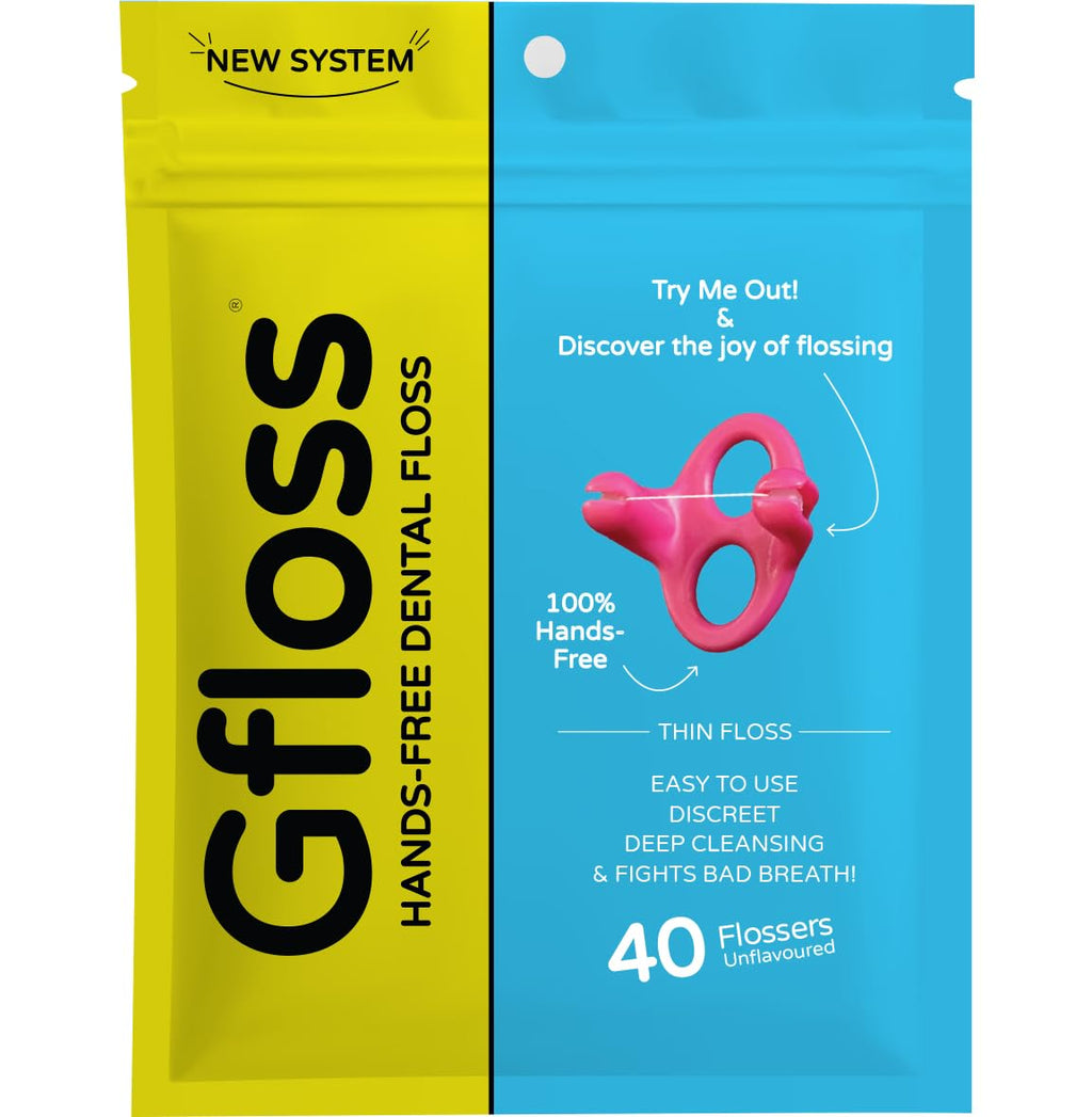 Gfloss Hands-Free Dental Floss – 40 Count | Discreet, Travel-Ready, PFAS-Free
