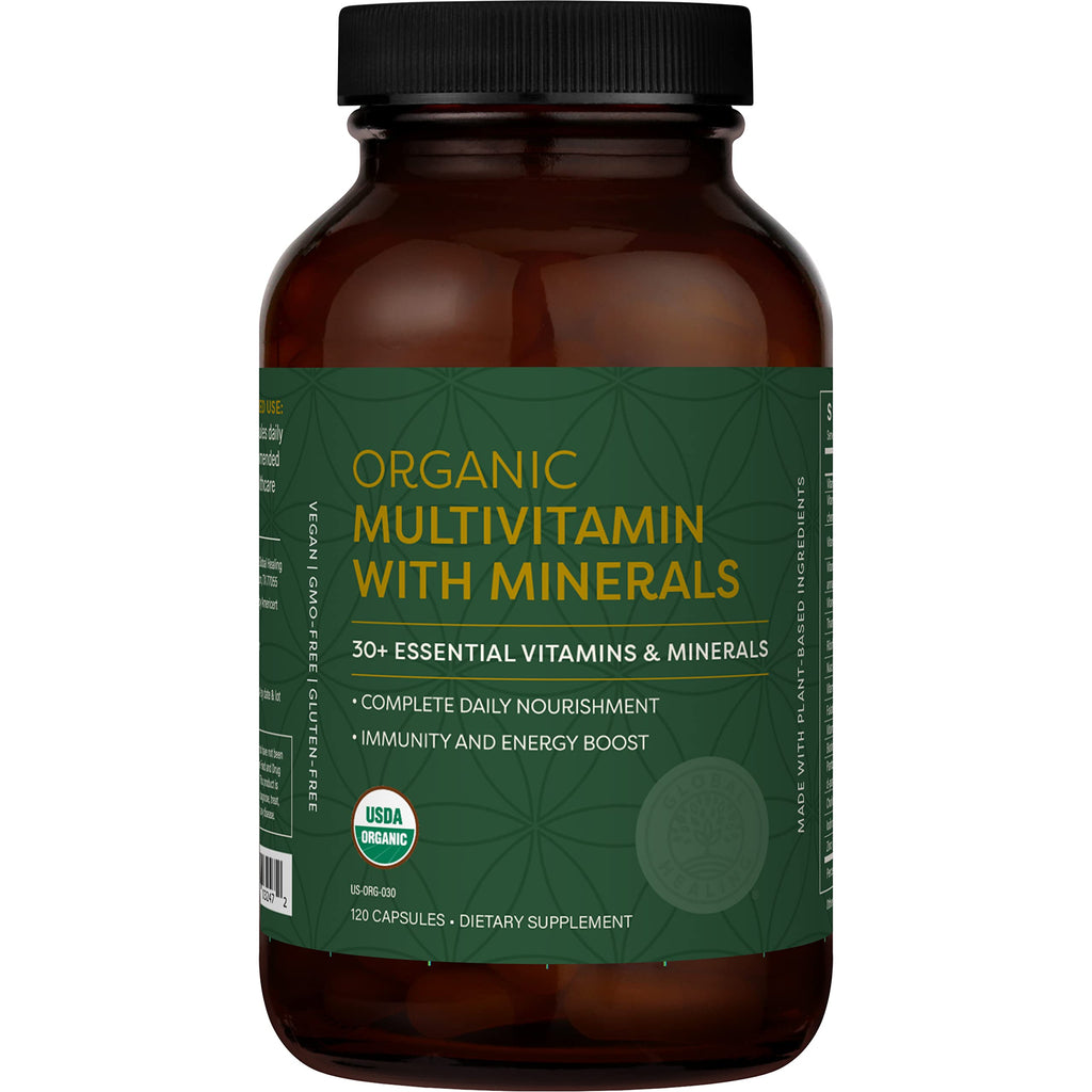 Global Healing Center USDA Organic Multivitamin – Women & Men, 120 Capsules