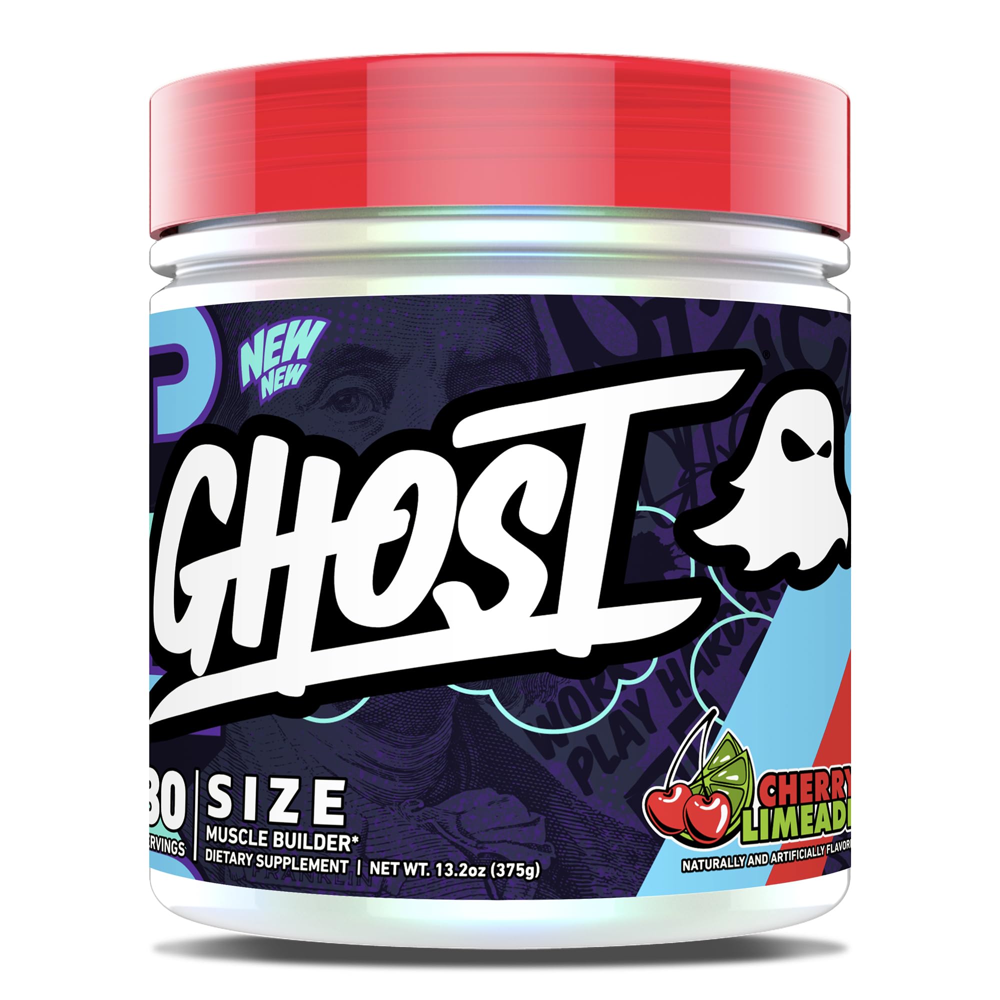 GHOST Size V3 Muscle Builder - Cherry Limeade, 30 Servings | Creatine, Betaine & Epicatechin