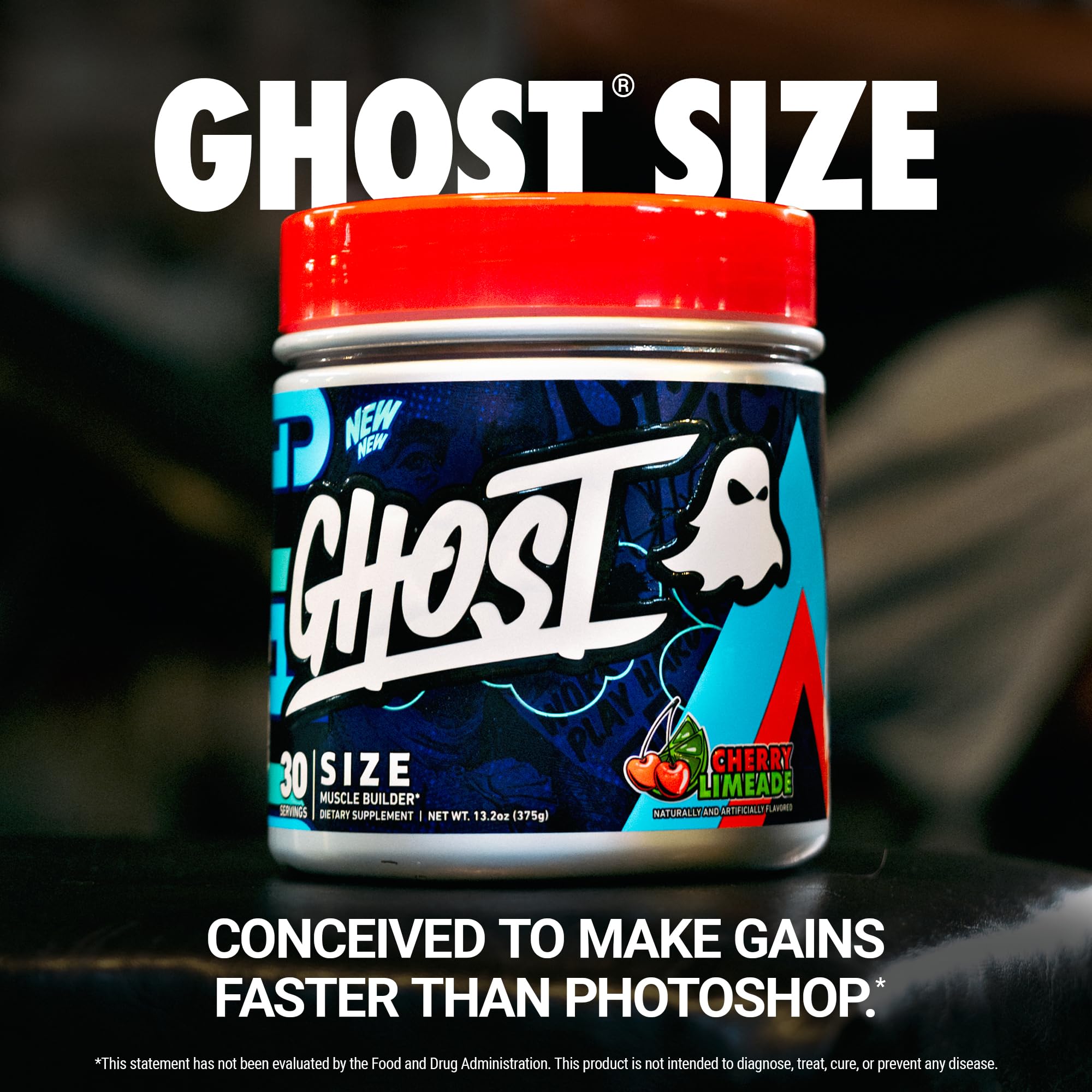 GHOST Size V3 Muscle Builder - Cherry Limeade, 30 Servings | Creatine, Betaine & Epicatechin