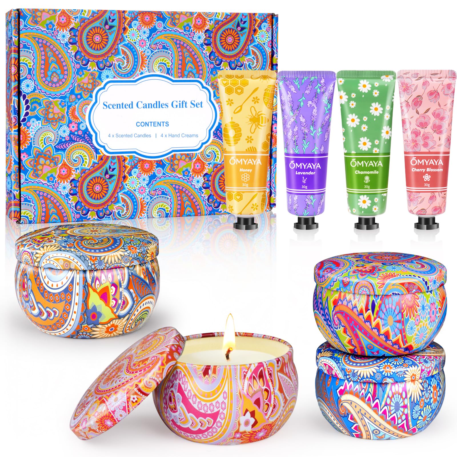 Gift Baskets for Women – Scented Candles Gift Set & Hand Cream Set