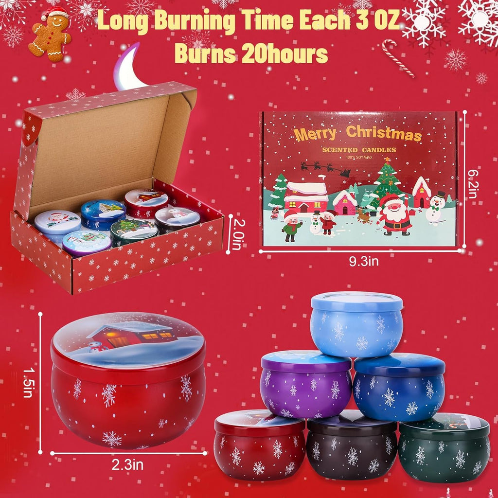 Christmas Scented Candles Gifts Set – 6 Pack, 2.5oz, Natural Soy Wax, Aromatherapy for Her