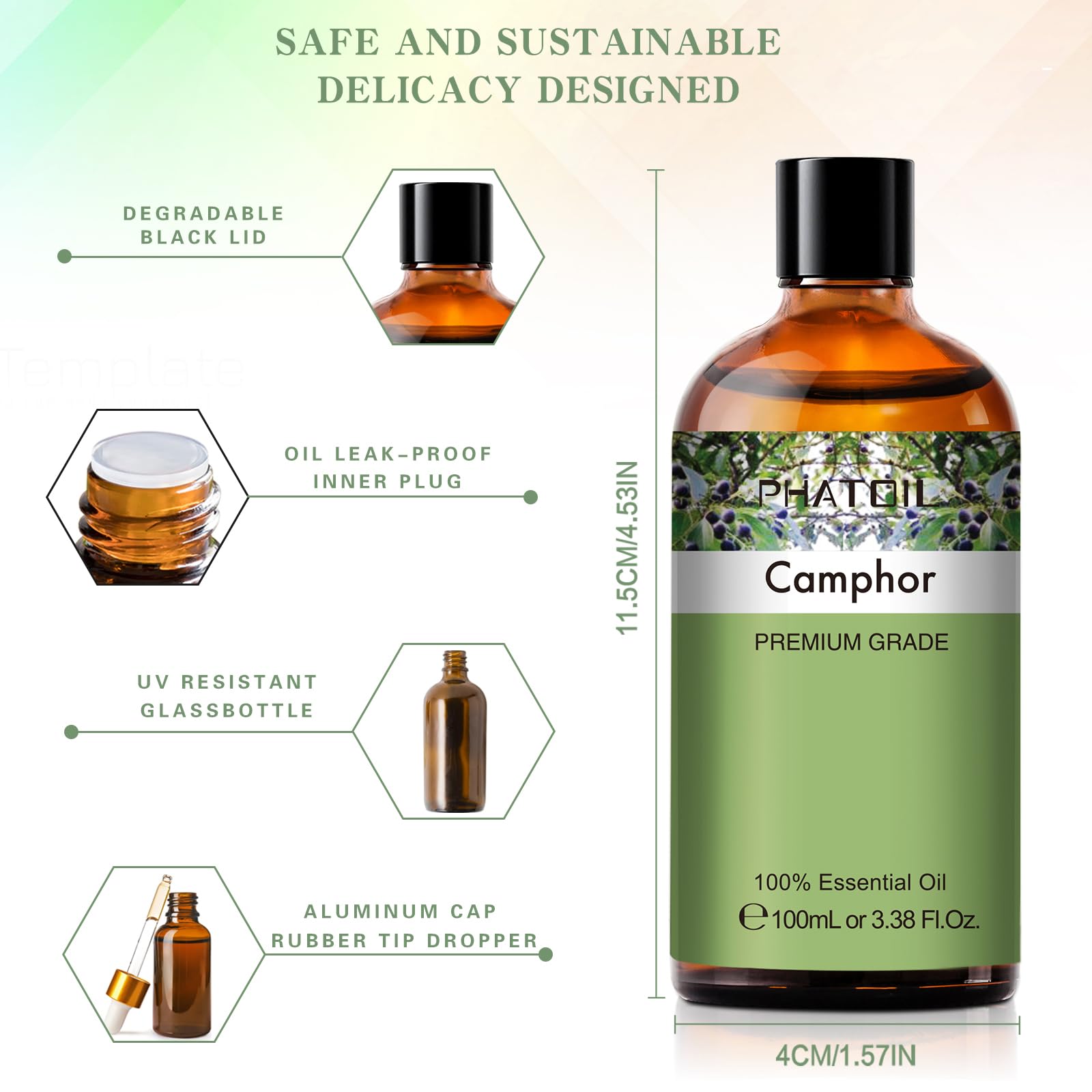 Camphor Essential Oil 100ml | PHATOIL Aromatherapy for Diffusers, DIY Candles & Soaps