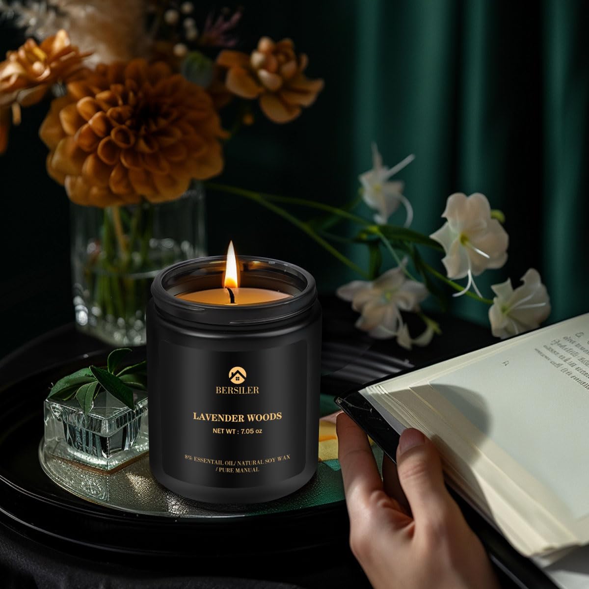 Lavender Wood Scented Candle for Men | Aromatherapy & Relaxation Gift