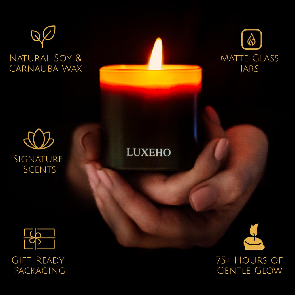 Luxury Scented Candle Gift Set 3-Pack | Champagne, Sandalwood & Amber | Clean Soy Wax