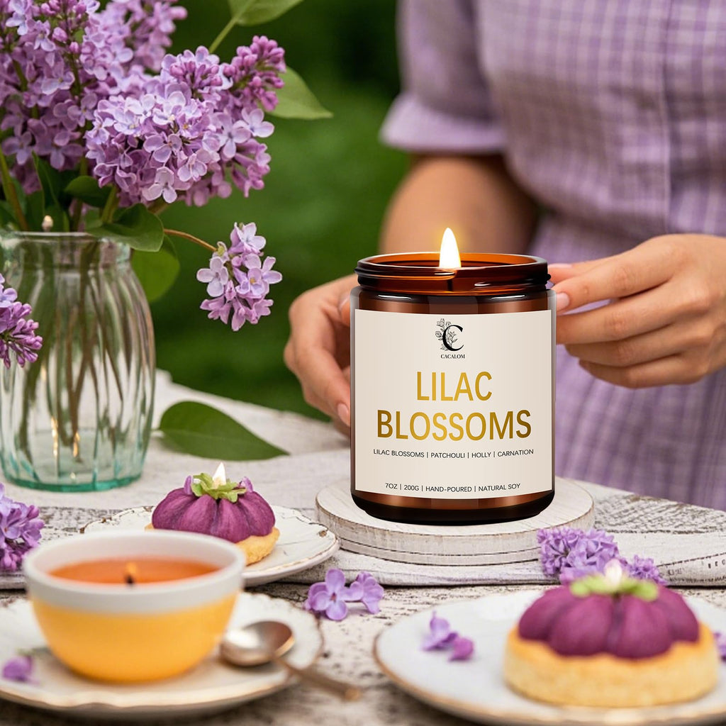 Lilac Scented Candles for Fall Decor - 7oz Long-Lasting Floral Aromatherapy