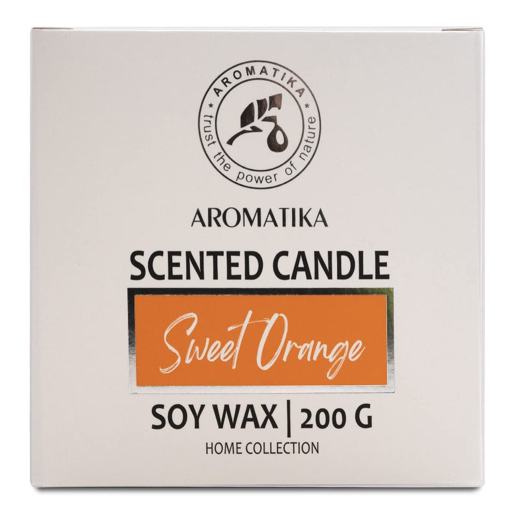 Scented Candle Sweet Orange - Essential Oil Aromatherapy Candle - Soywax Candle - Up to 45 Hours Burn Time - Glass Candle Gift - Luxury and Sensual Soy Wax Candle - Home Scented Candles