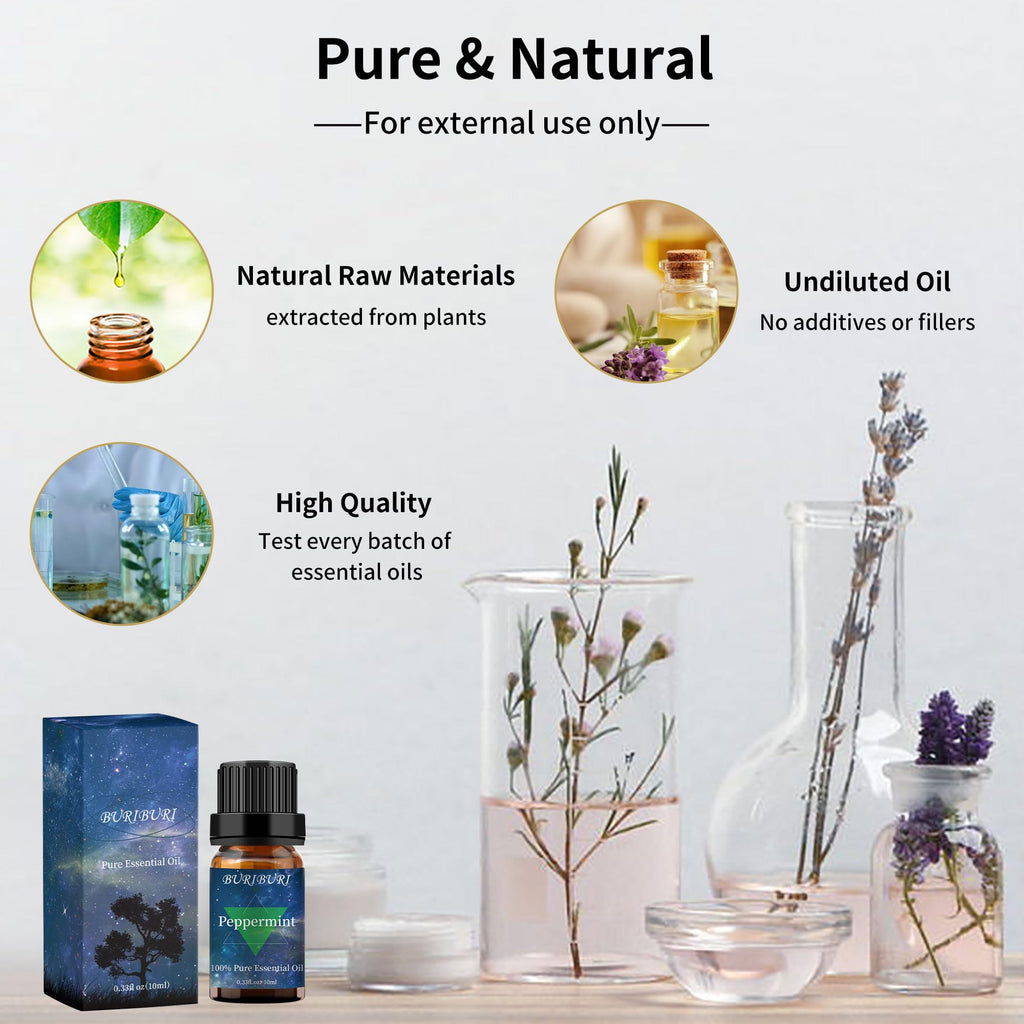 Lavender & Peppermint Essential Oil Gift Set – 100% Pure & Undiluted, 10ml x2