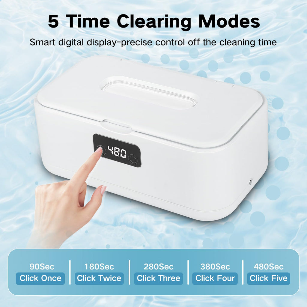 49kHz Ultrasonic Jewelry Cleaner – All-in-One Cleaner for Jewelry & Dentures