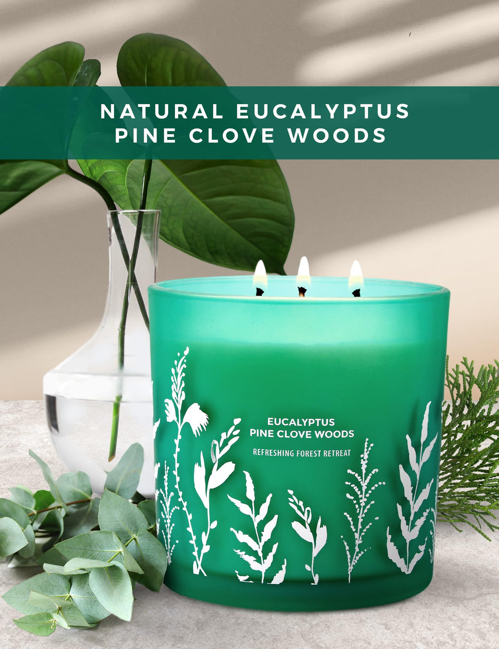 GIFTAWAY Eucalyptus Pine & Clove Balsam 3-Wick Soy Candle – Clean-Burning 14.5 oz, Cozy Winter Forest Ambience