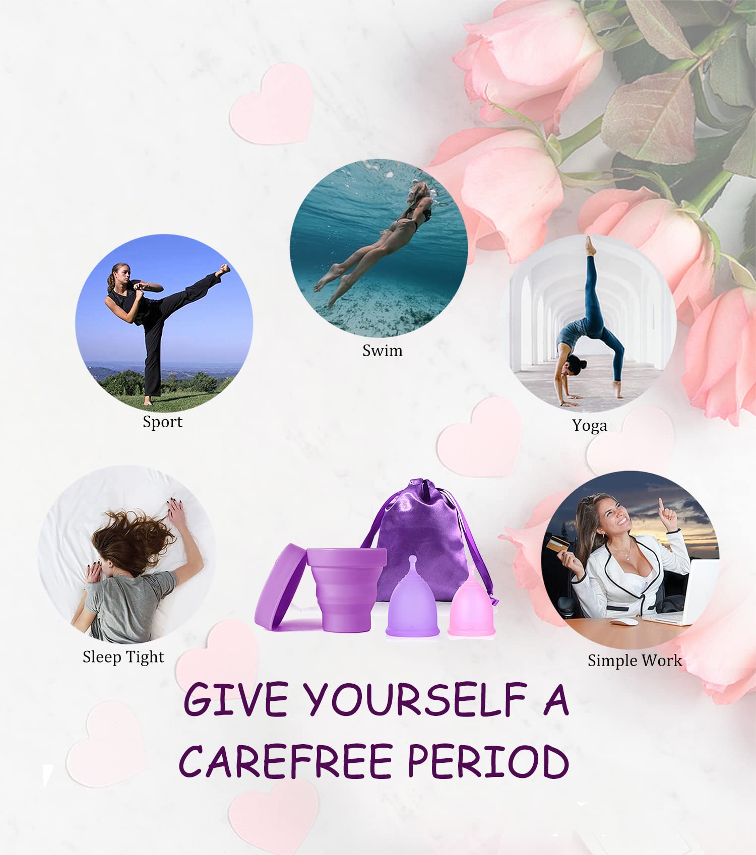 Ginalaia Menstrual Cups with Collapsible Storage - Leak-Proof, Medical-Grade Silicone