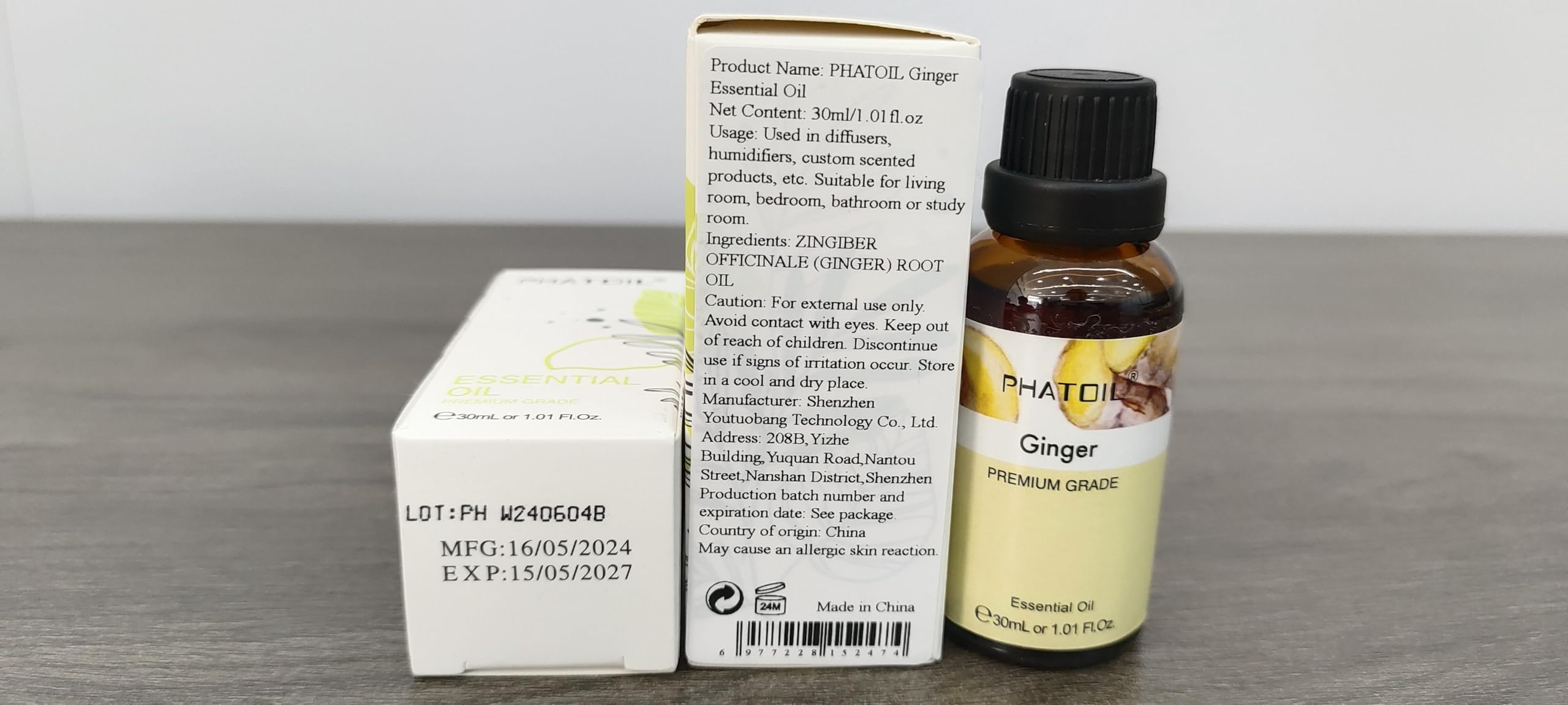 Ginger Essential Oil 30ML | PHATOIL Pure Essential Oil Singles for Aromatherapy, Diffusers, DIY Candles & Soaps